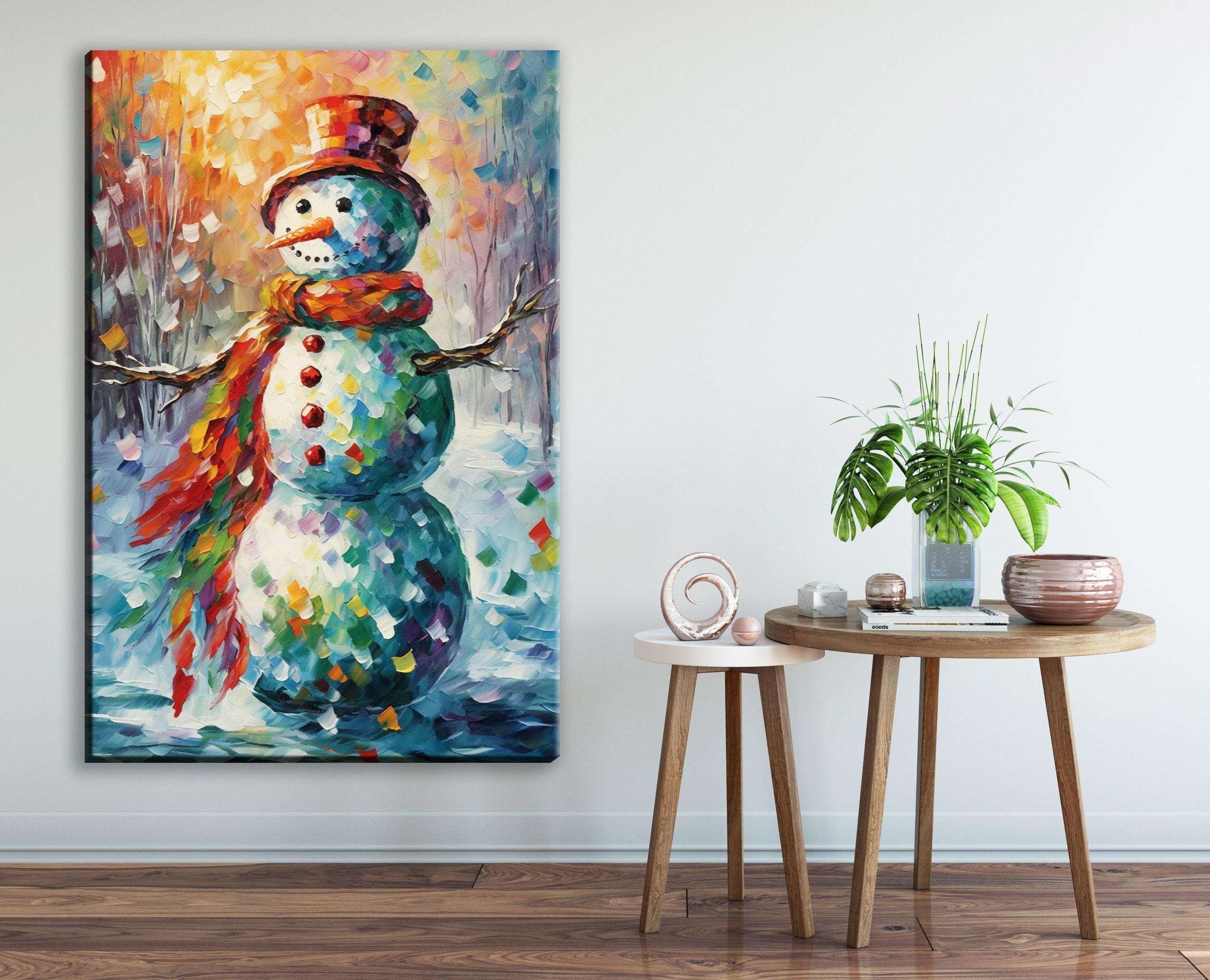 Frosty the Snowman Art - Large Christmas Canvas | Festive Holiday Wall Decor