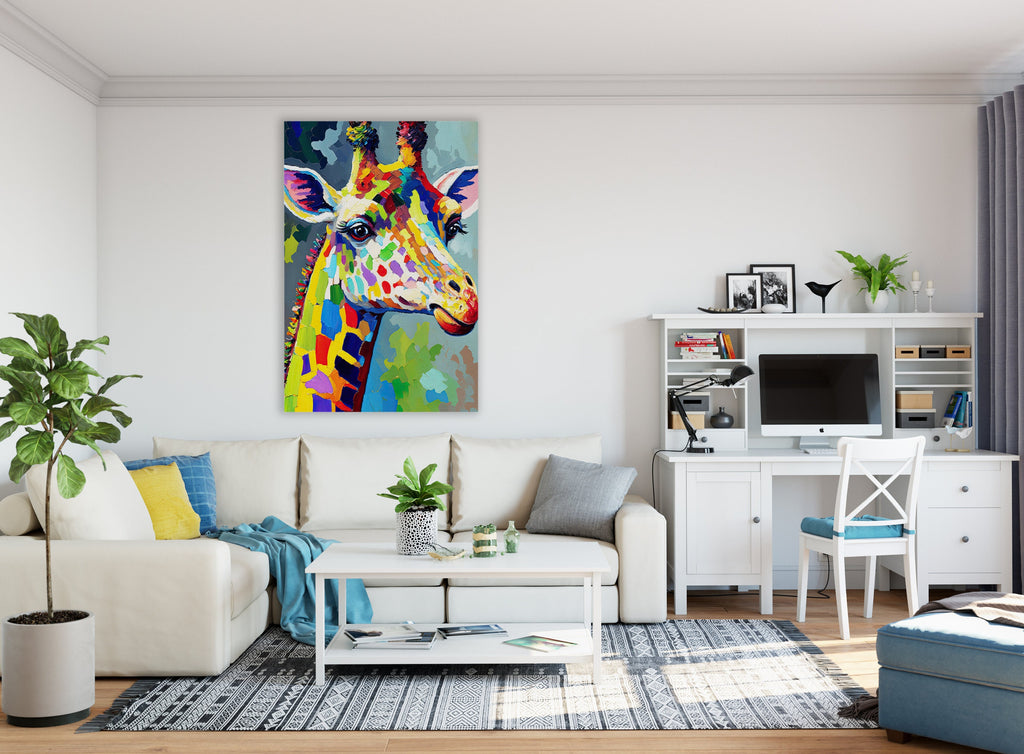 Giraffe Wall Art - Kids Room Canvas With Safari Theme Decor & Wildlife Lover Gift