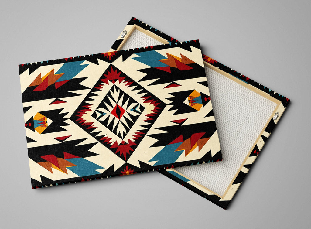 Native American Wall Decor - Extra Large Gallery Wrapped Canvas with Tribal Pattern Art