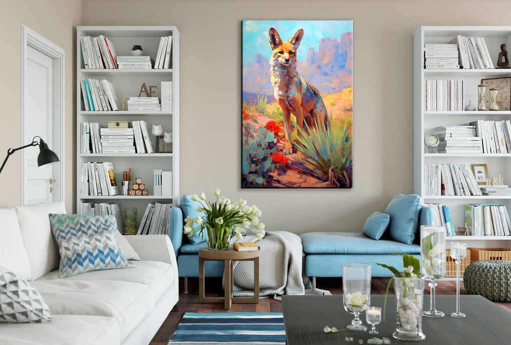 Desert Fox Canvas – Large Southwest Wildlife Art | Rustic Nature-Inspired Wall Decor