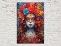Sugar Skull Wall Art – Floral Skull Canvas Featuring Vibrant Mexican Remembrance Painting