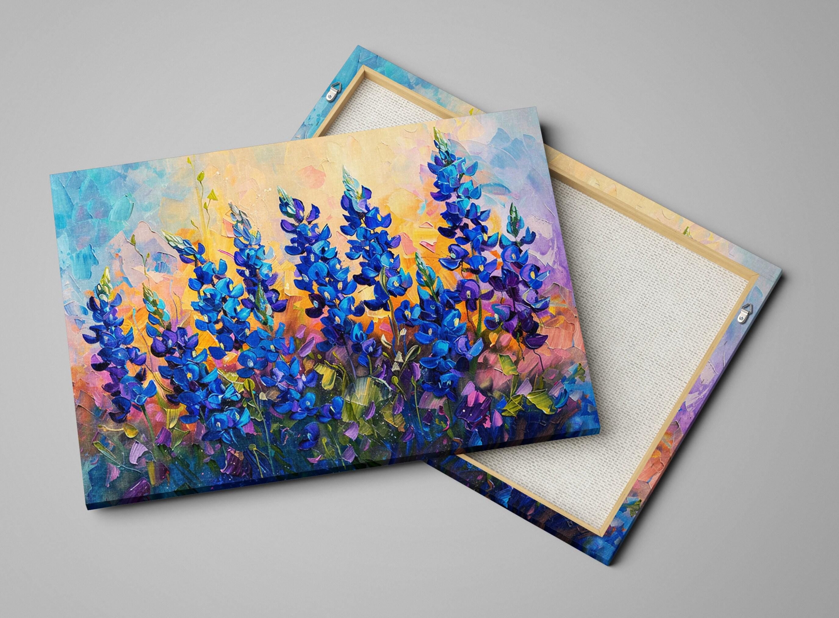Bluebonnet Meadow Art - Texas Floral Giclée | Large Gallery-Wrapped Canvas Print