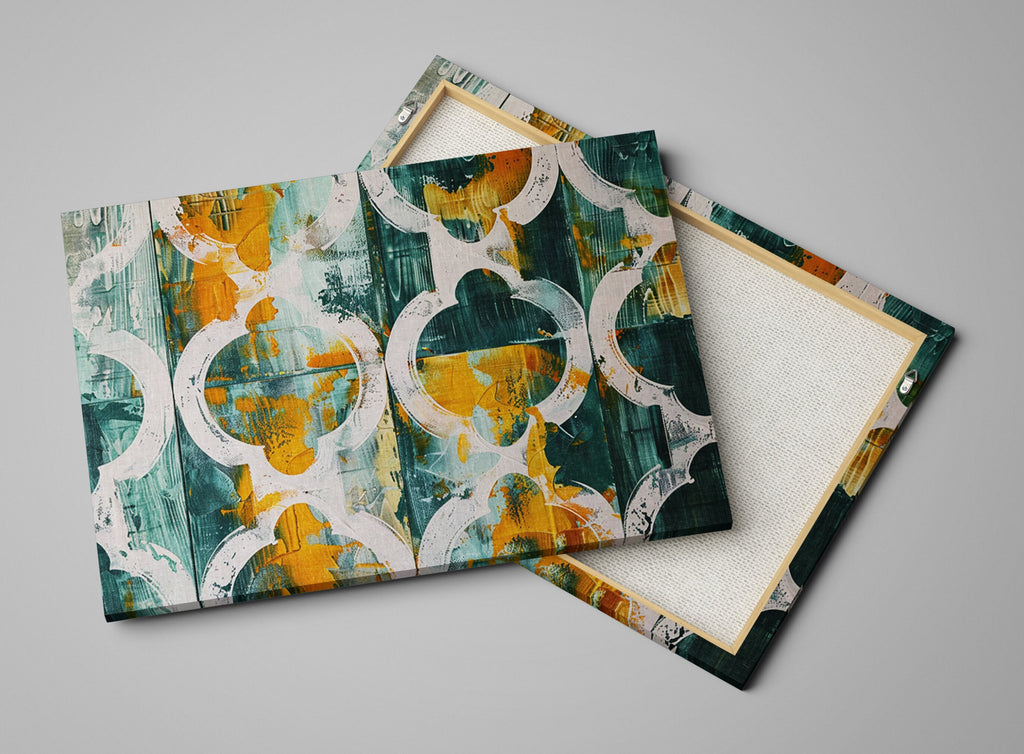 Farmhouse Wall Art - Modern Rustic Canvas | Yellow Green Wood Texture Print