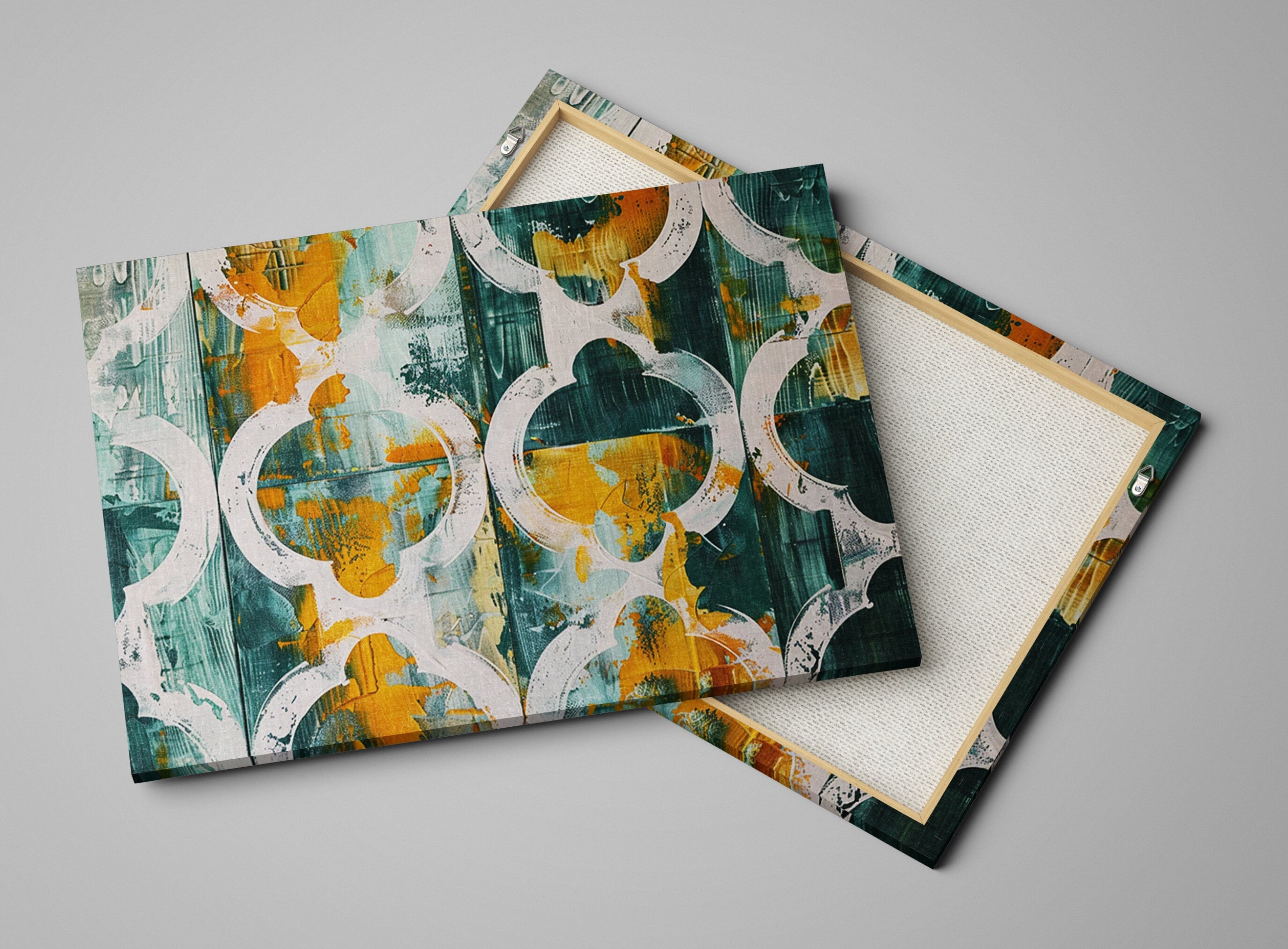 Farmhouse Wall Art - Modern Rustic Canvas | Yellow Green Wood Texture Print