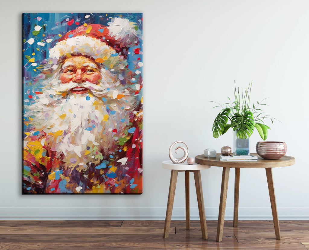 Santa Claus Canvas Art - Festive Pop Art Christmas Wall Decor | Gallery Wrapped, Ready to Hang
