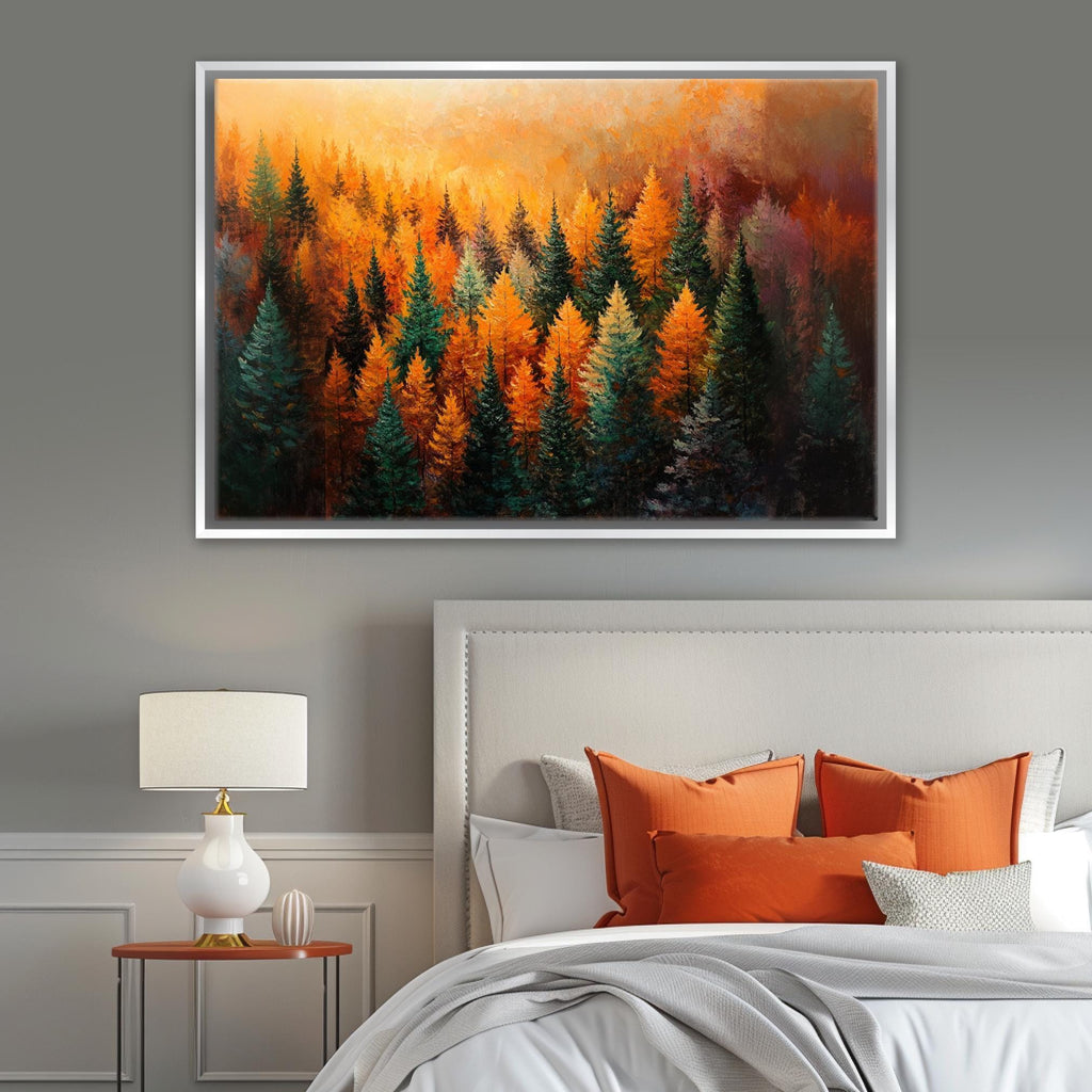 Fall Forest Wall Art – Extra Large Canvas Print | Cozy Farmhouse Decor, Ready to Hang