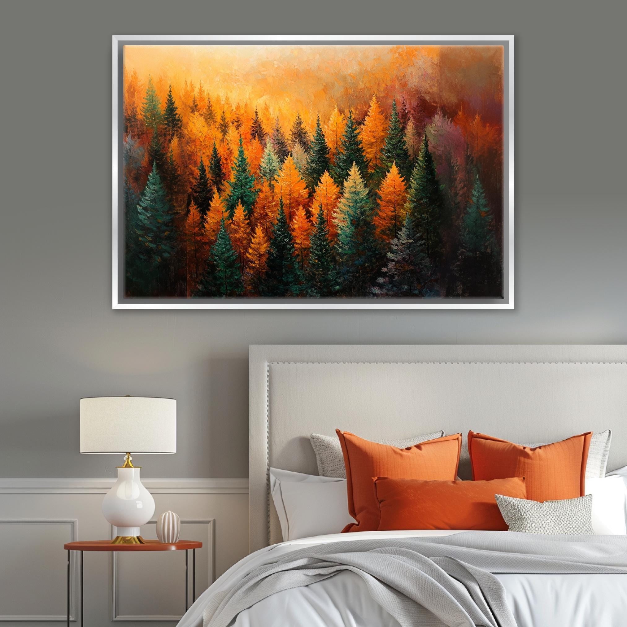 Fall Forest Wall Art – Extra Large Canvas Print | Cozy Farmhouse Decor, Ready to Hang