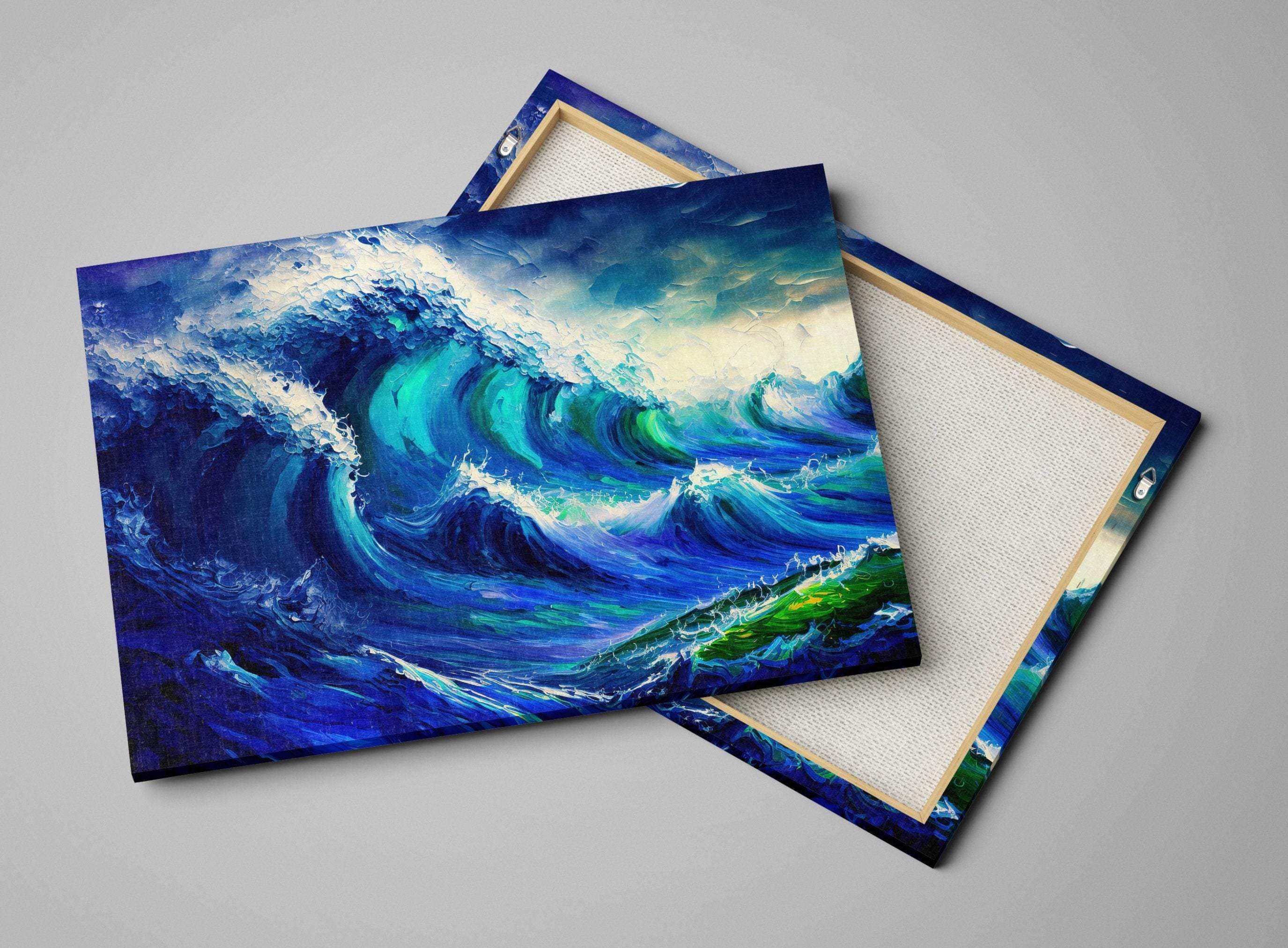 Blue Ocean Wave Canvas – Vibrant Wave Artwork | Nautical Home Decor