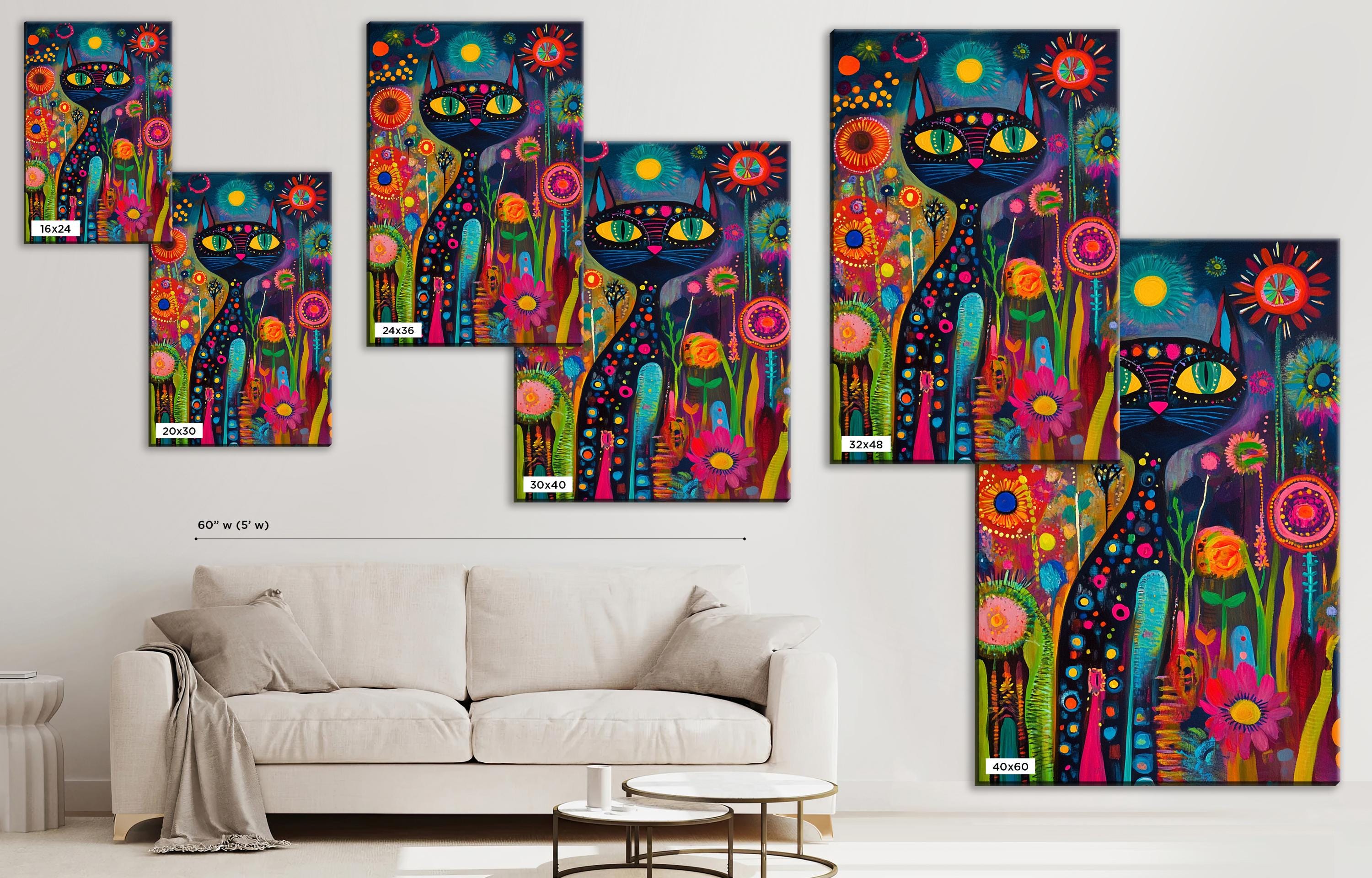 a living room with a couch and a painting on the wall
