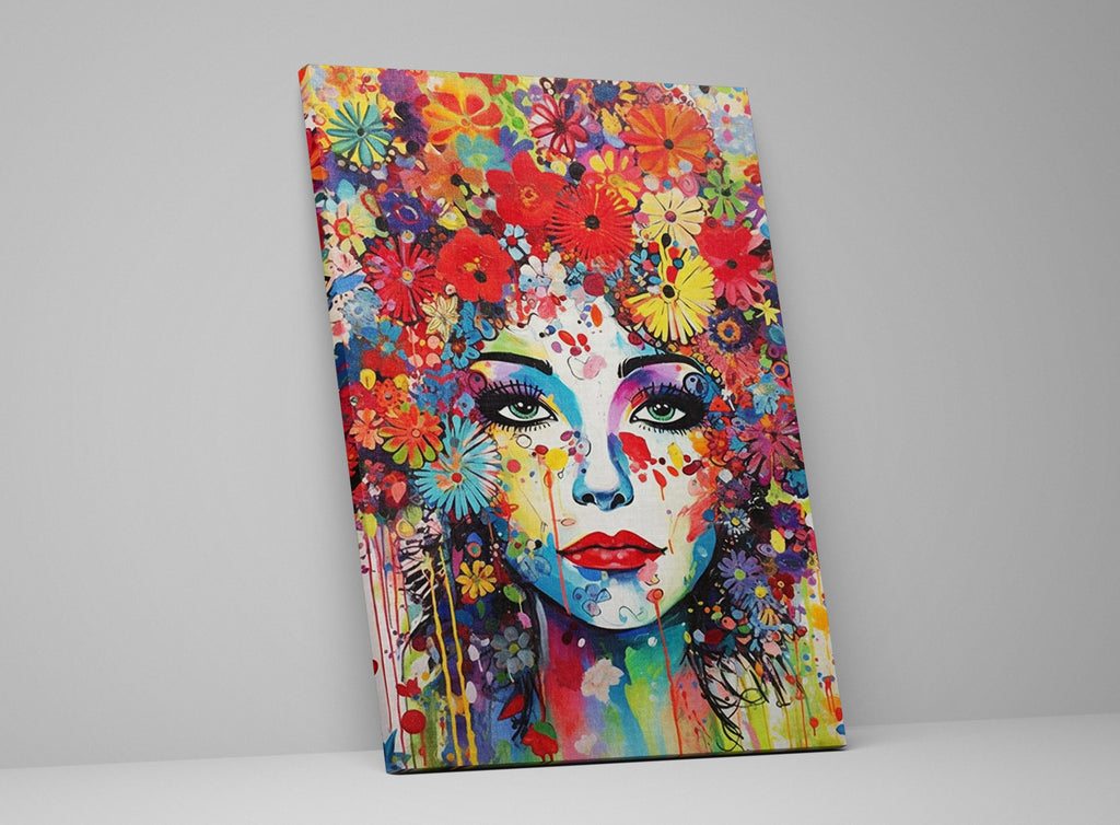 Feminine Pop Art - Fashion Canvas Wall Art Print | Large Female Face Canvas
