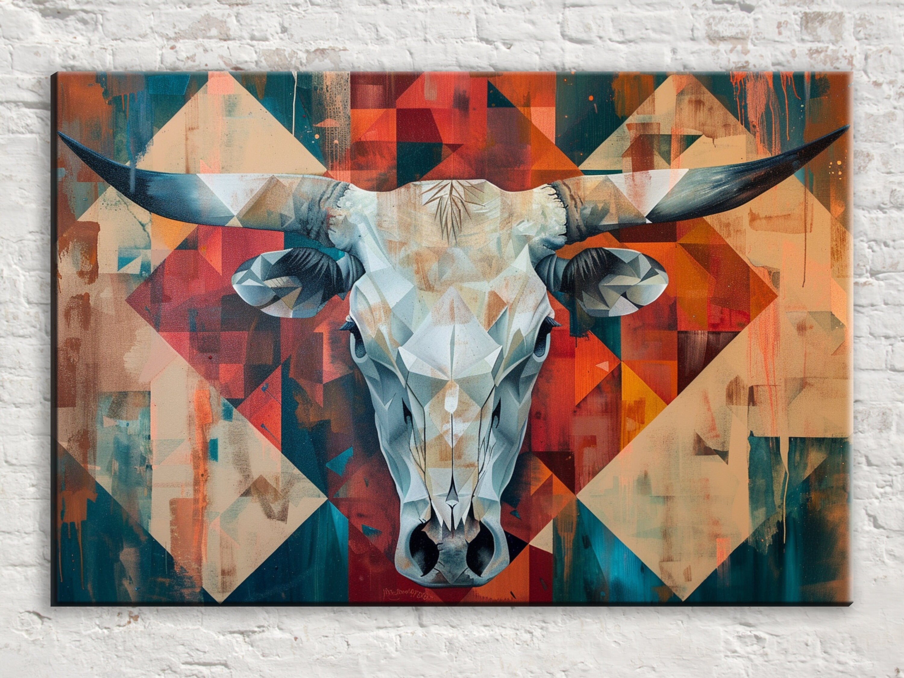Cow Skull Wall Decor – Modern Large Canvas Art | Gallery Wrapped Canvas Print