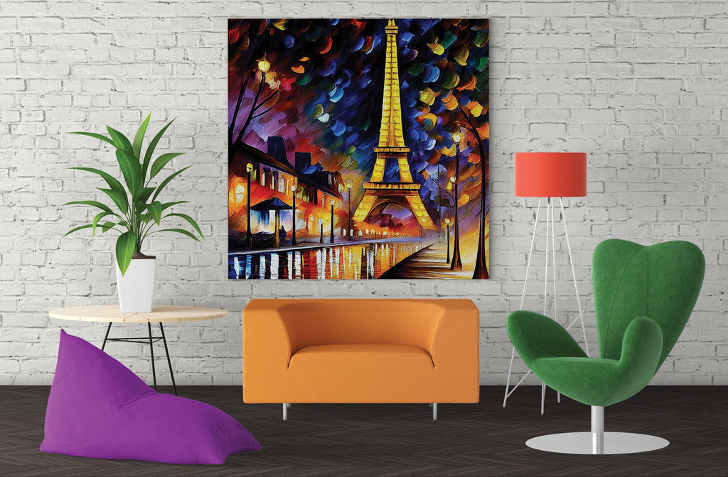 Eiffel Tower Canvas Print – Vibrant Colorful Wall Art With Wooden Frame