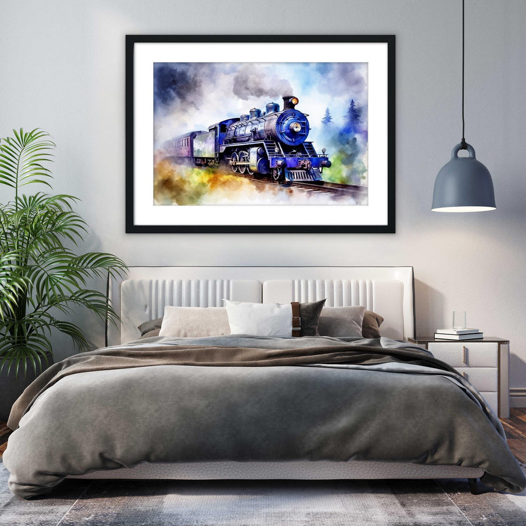 Railroad Beauty: Watercolor Train Art Print, Giclee Print on Canvas, Artist Paper, Watercolor Paper, Available in Extra Large Sizes