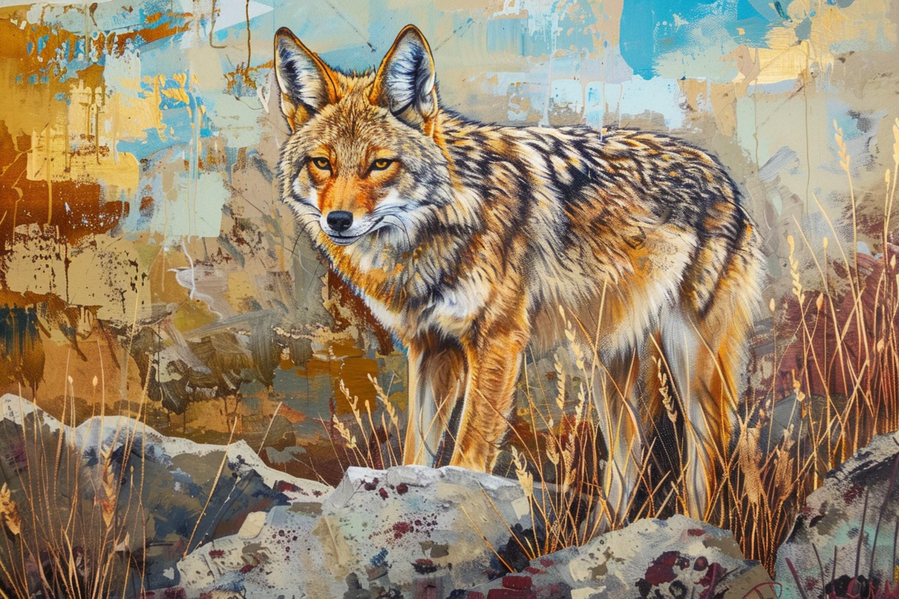 Rustic Coyote Wall Art – Large Southwest Canvas Print | Ready to Hang, Fade Resistant