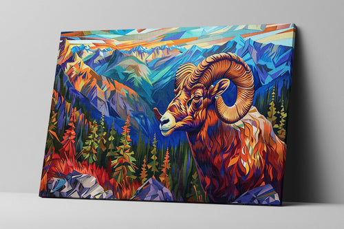 Bighorn Sheep Canvas | Vibrant Wildlife Art Print - Gallery Wrapped, Ready to Hang