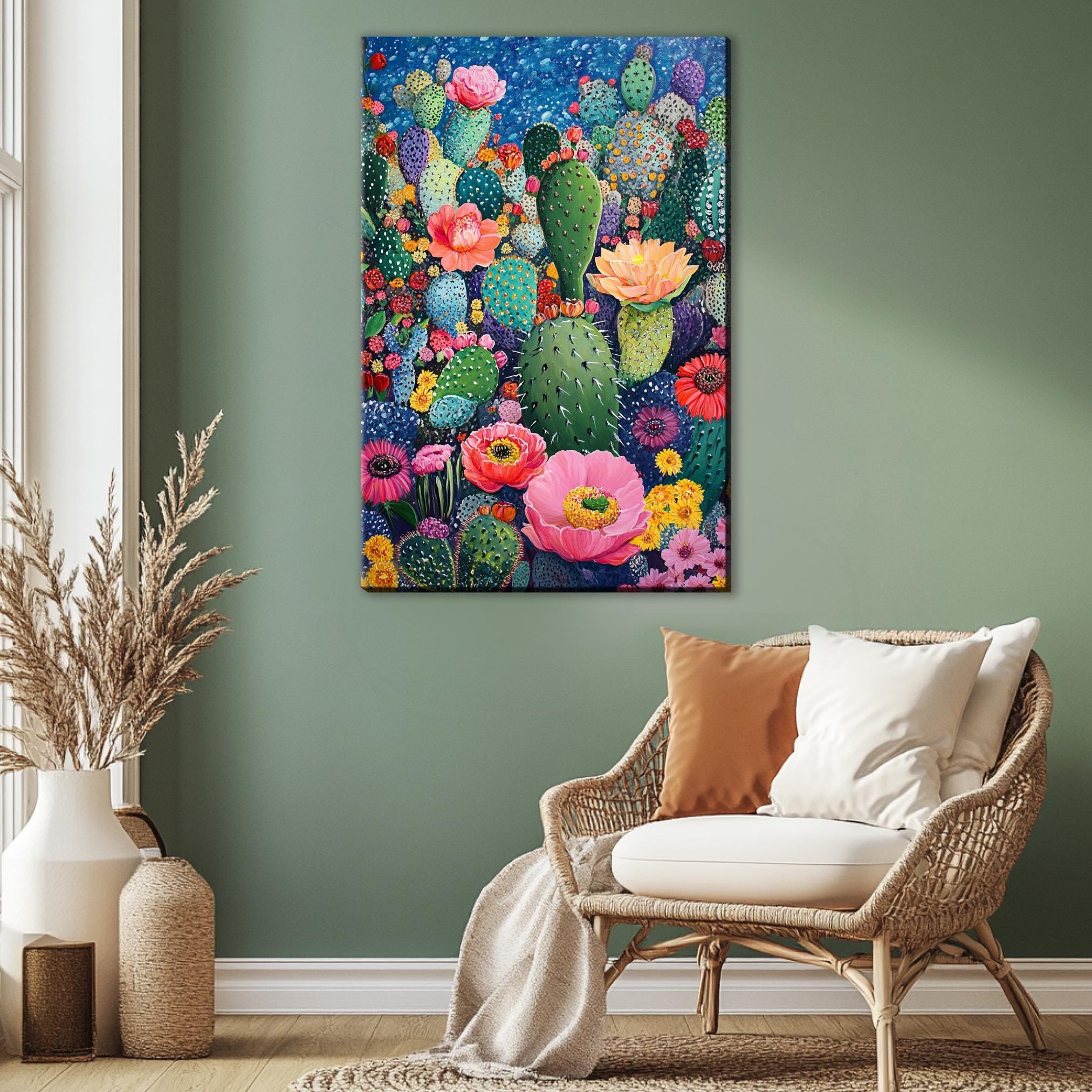 a room with a chair and a painting on the wall