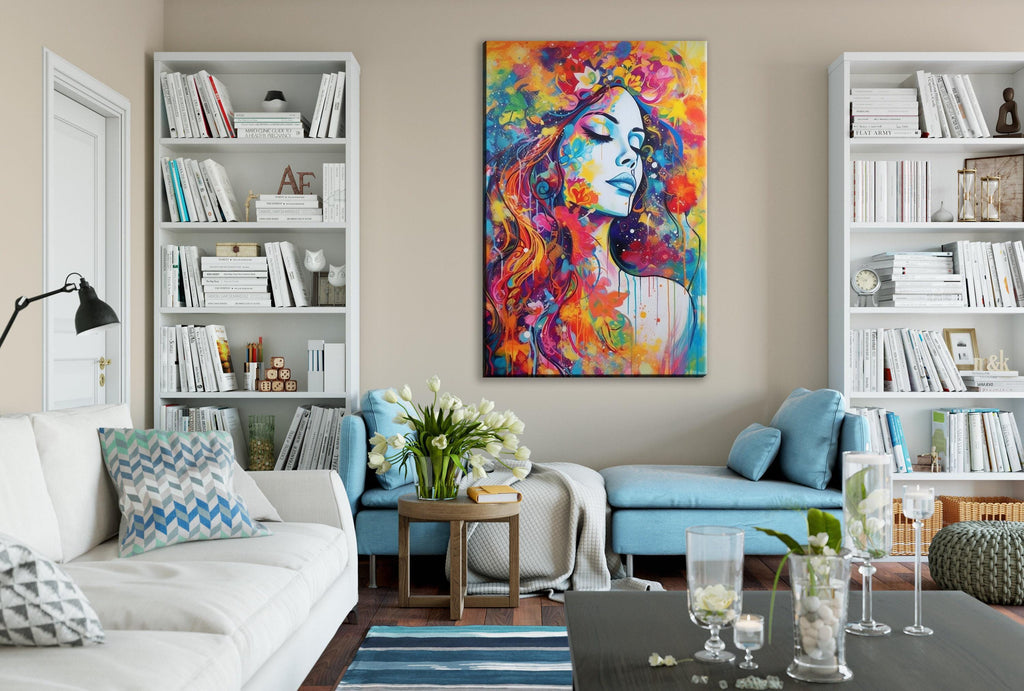 Woman Canvas Wall Art – Large Canvas Art | Sensual Paint Drip Artwork