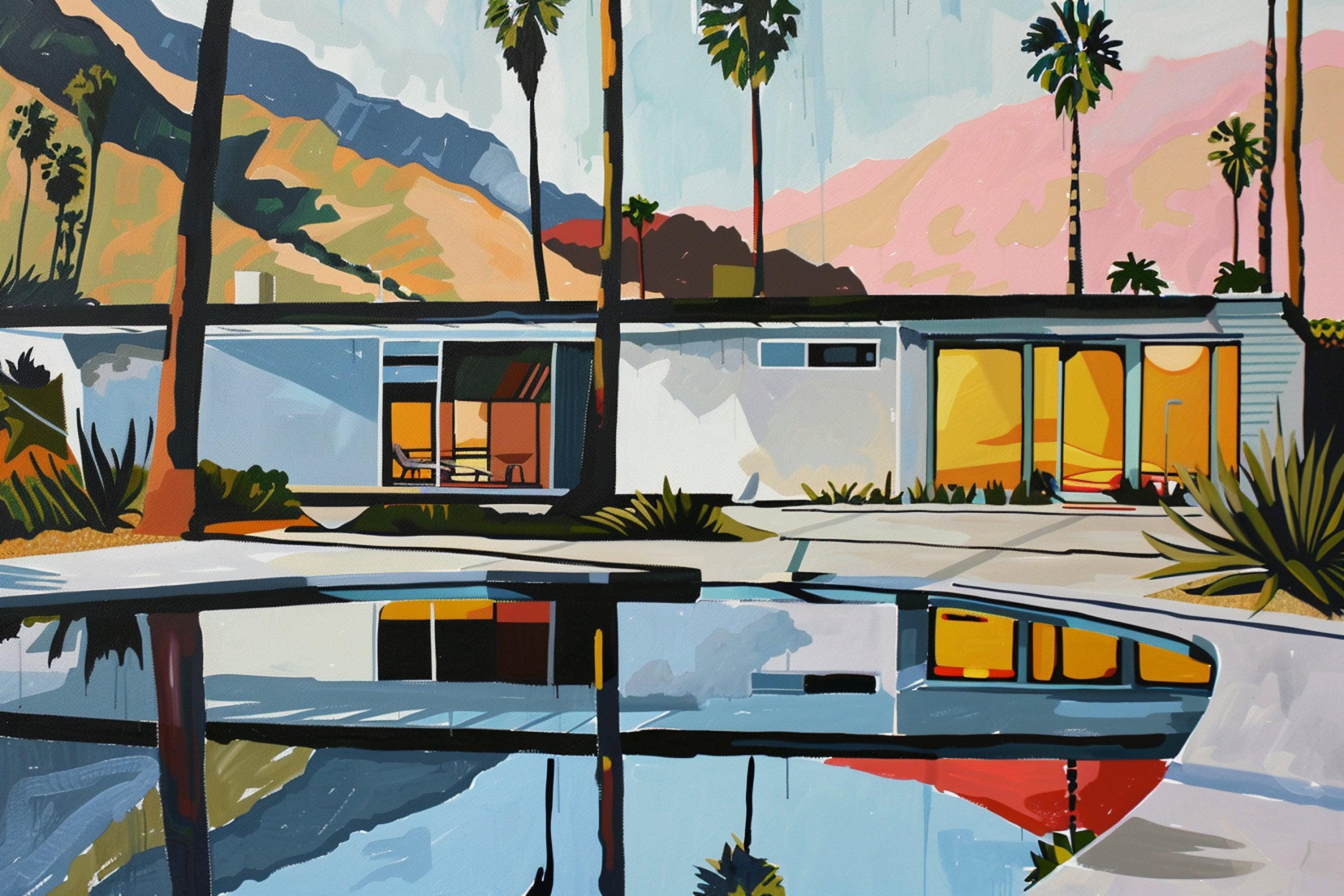 Retro Palm Springs Art - Mid-Century Modern Print | Gallery Wrapped Canvas Ready to Hang