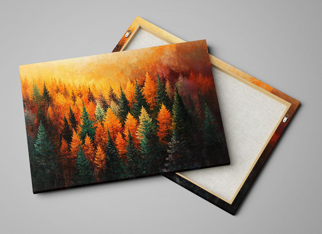 Fall Forest Wall Art – Extra Large Canvas Print | Cozy Farmhouse Decor, Ready to Hang