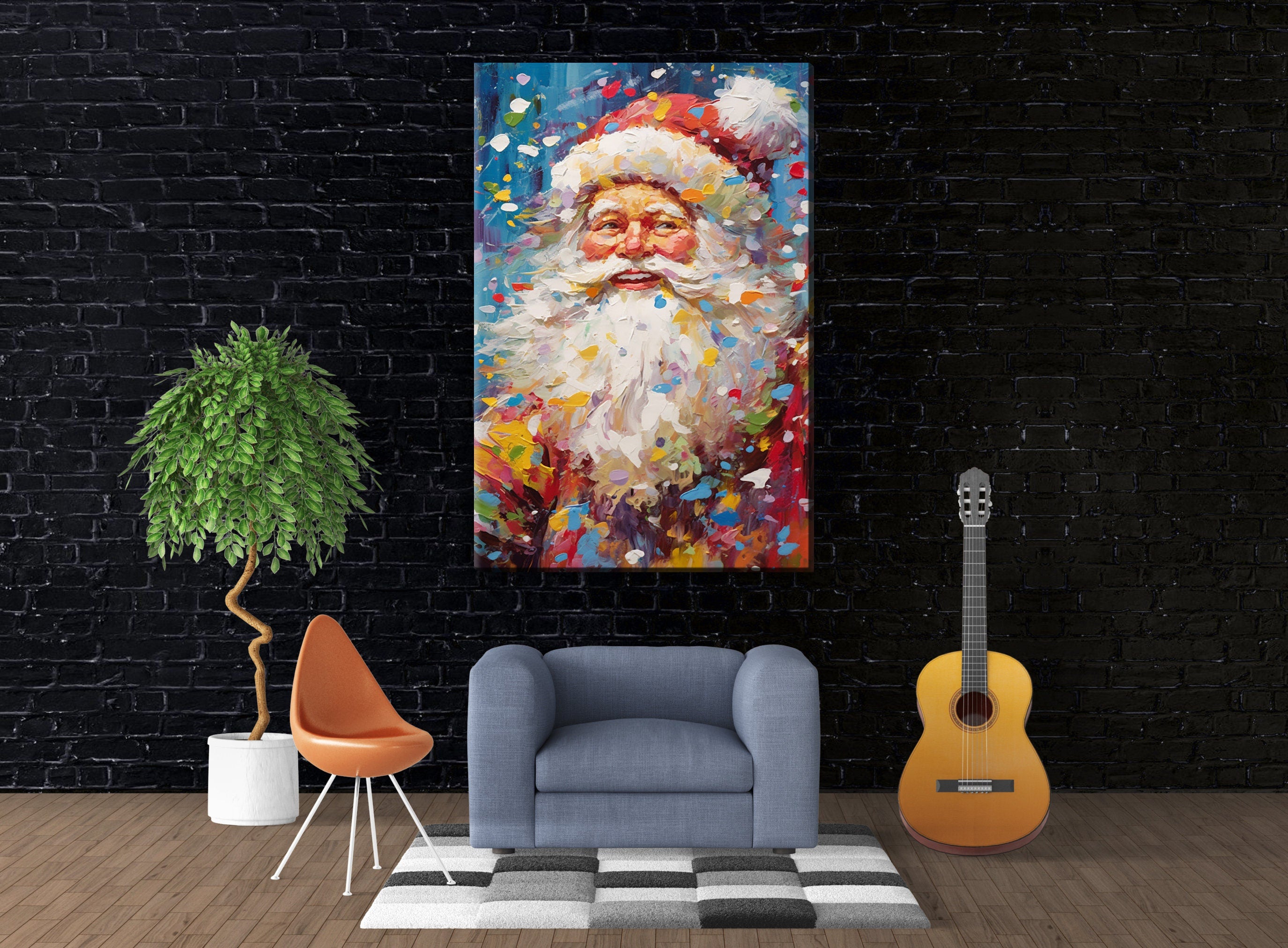 Santa Claus Canvas Art - Festive Pop Art Christmas Wall Decor | Gallery Wrapped, Ready to Hang