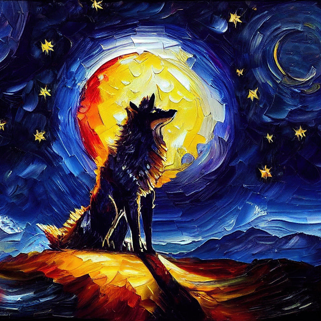 Wolf Canvas Print – Modern Impressionism Art | Vibrant Oil Painting, Gallery Ready Canvas
