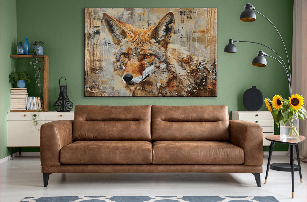 Rustic Texas Wall Art – Large Canvas Art | Southwest Coyote Decor, Ready to Hang