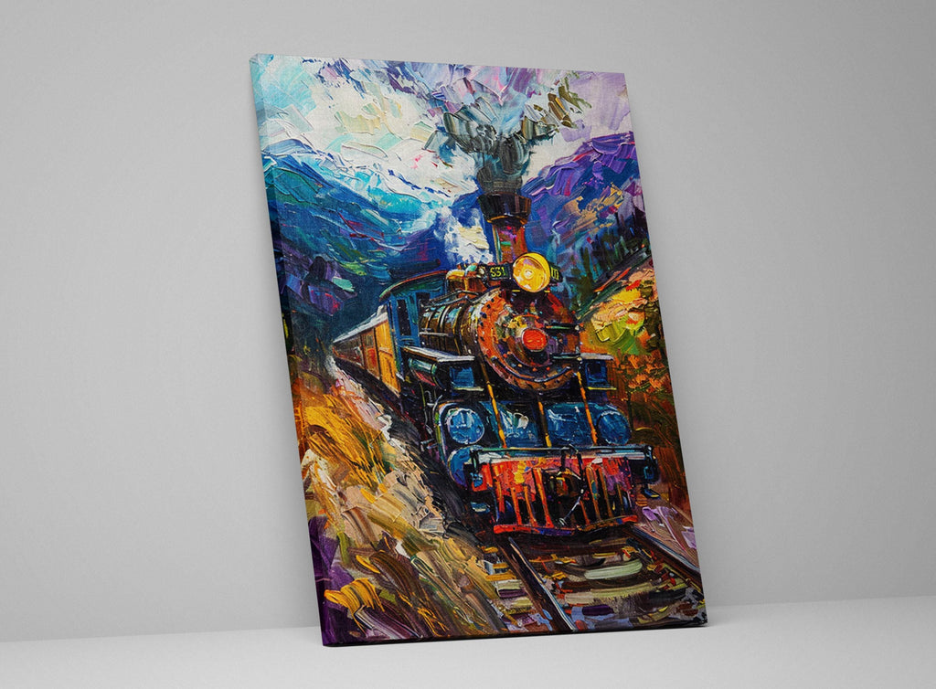 Vintage Train Painting – Classic Locomotive Art on Extra Large Canvas Print