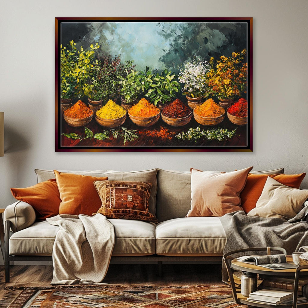 Vibrant Spices Canvas – Extra Large Kitchen Wall Art | Framed Boho Gallery Wrap