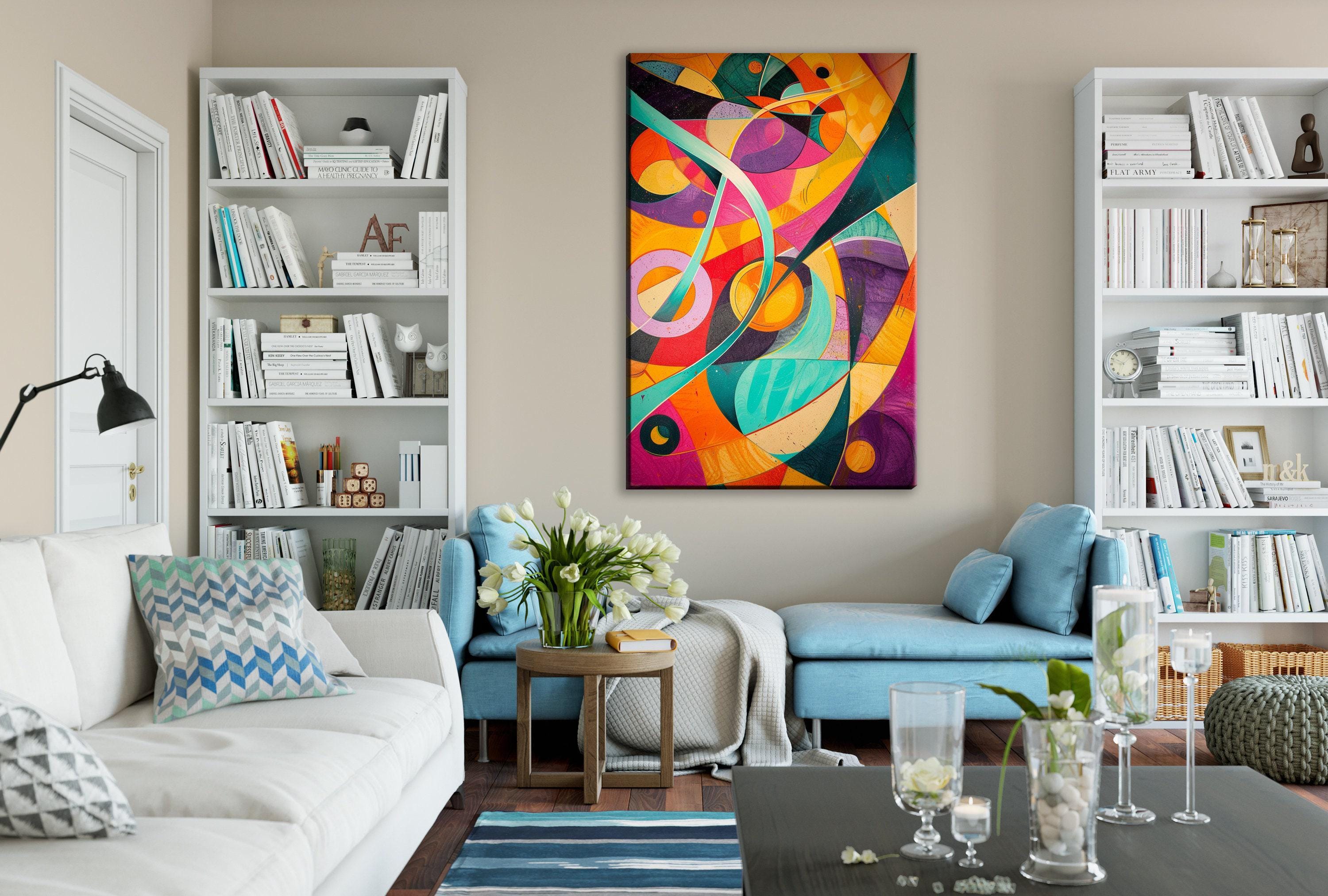 Retro Futurism Wall Art – Extra Large Abstract Canvas Print, Gallery Wrapped & Ready to Hang