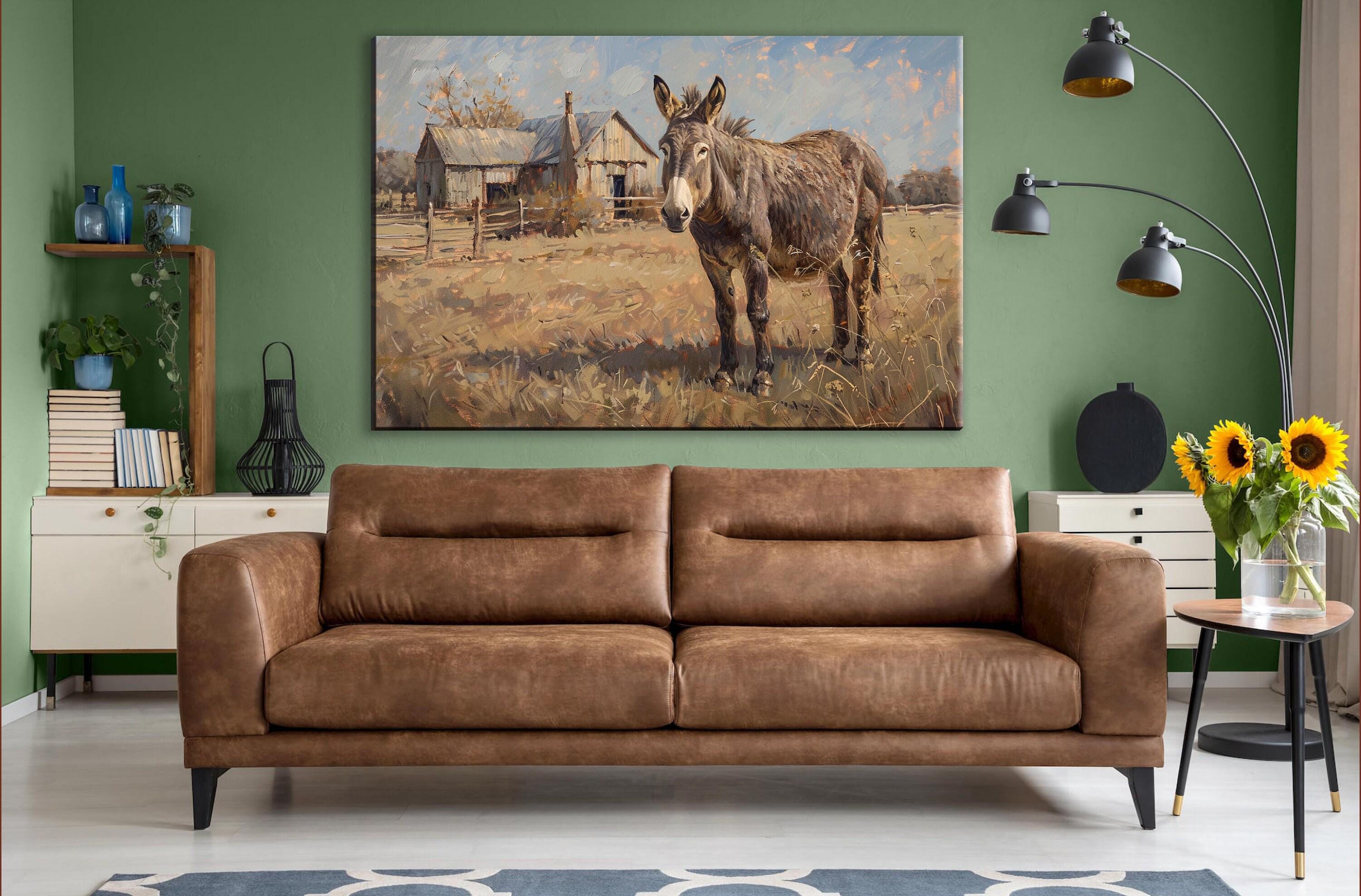 Rustic Texas Donkey Art – Large Gallery Wrapped Canvas | Western Ranch Decor