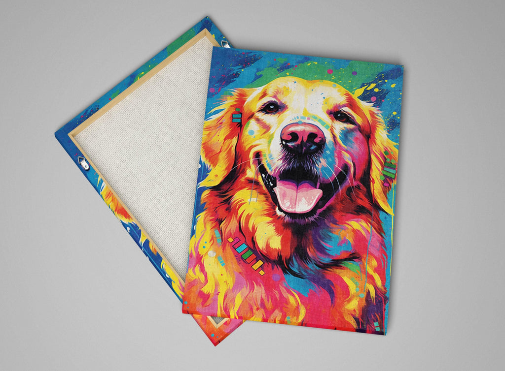 Golden Retriever Canvas - Large Vibrant Dog Wall Art Print | Gallery Ready Pet Portrait Decor