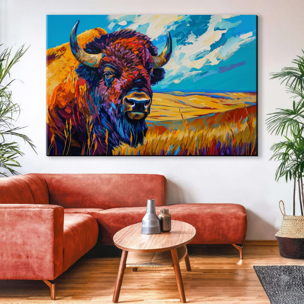 Bison Wall Art – Large Buffalo Canvas Print | Gallery Wrapped Prairie Decor