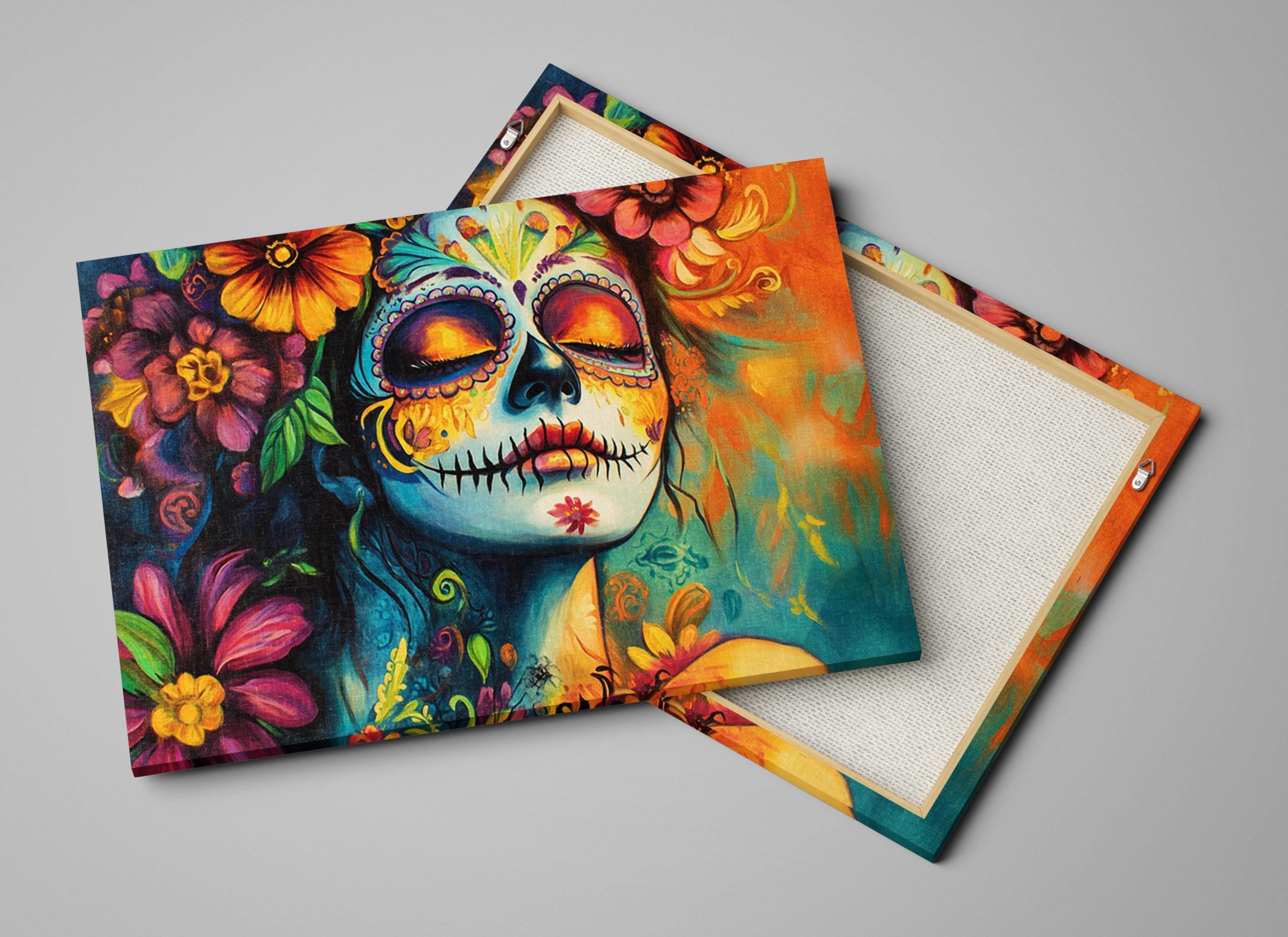 Day of the Dead Canvas – Extra Large Wall Art | Framed Canvas Print, Vibrant Mexican Decor