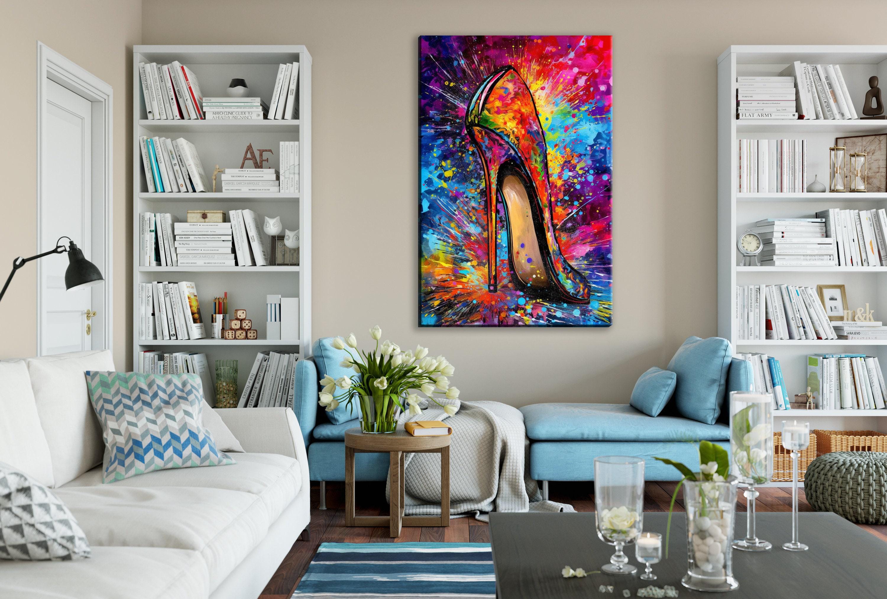 High Heel Painting - Colorful Canvas Wall Art with Stylish Heels Decor