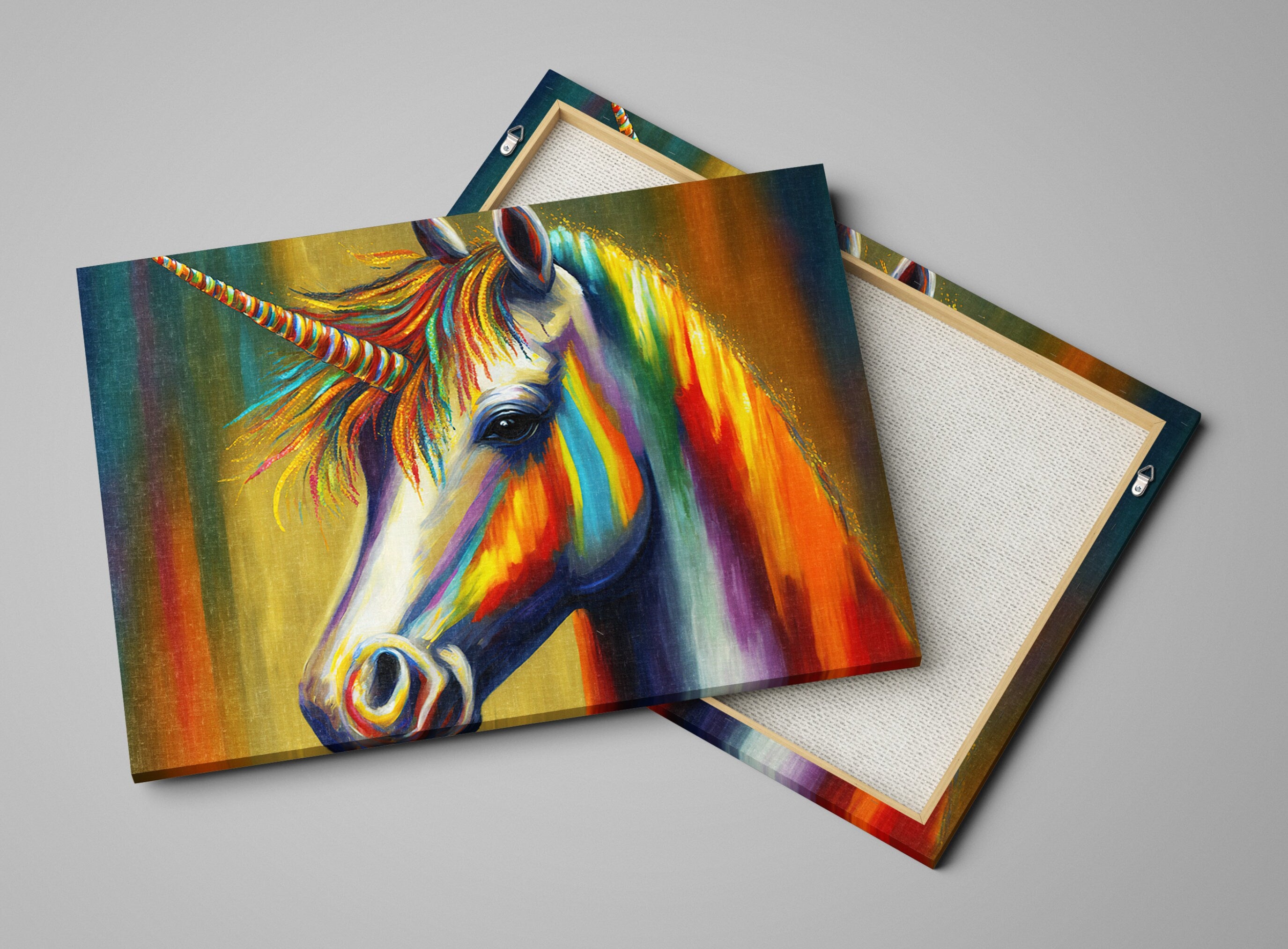 Unicorn Canvas Art – Colorful Kids Room Art With Vibrant Giclee Canvas Print