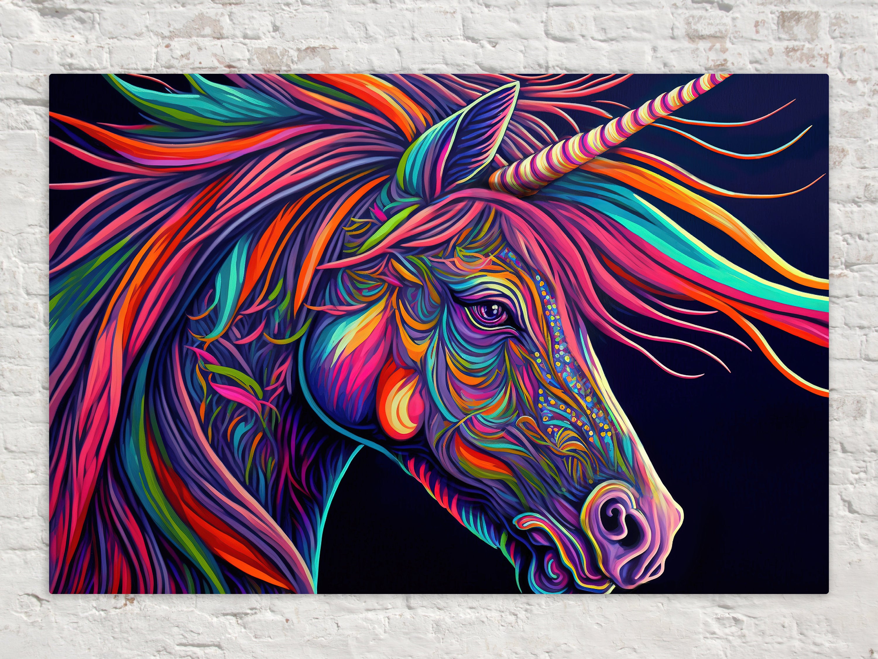 Unicorn Canvas Art – Colorful Abstract Painting | Nursery Wall Decor, Kids Room Art