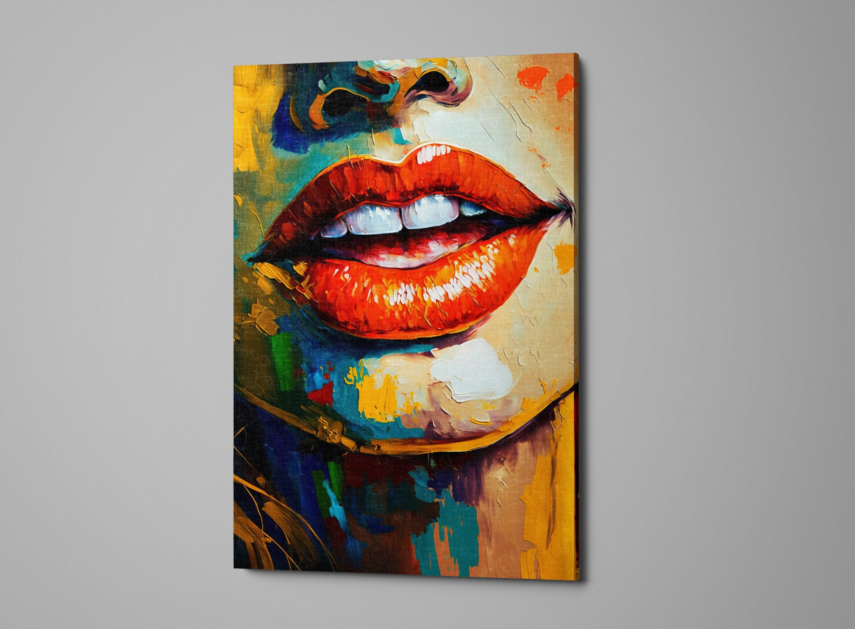 Red Lips Canvas – Seductive Wall Art | Feminine Mystique Decor | Large Pop Art Print