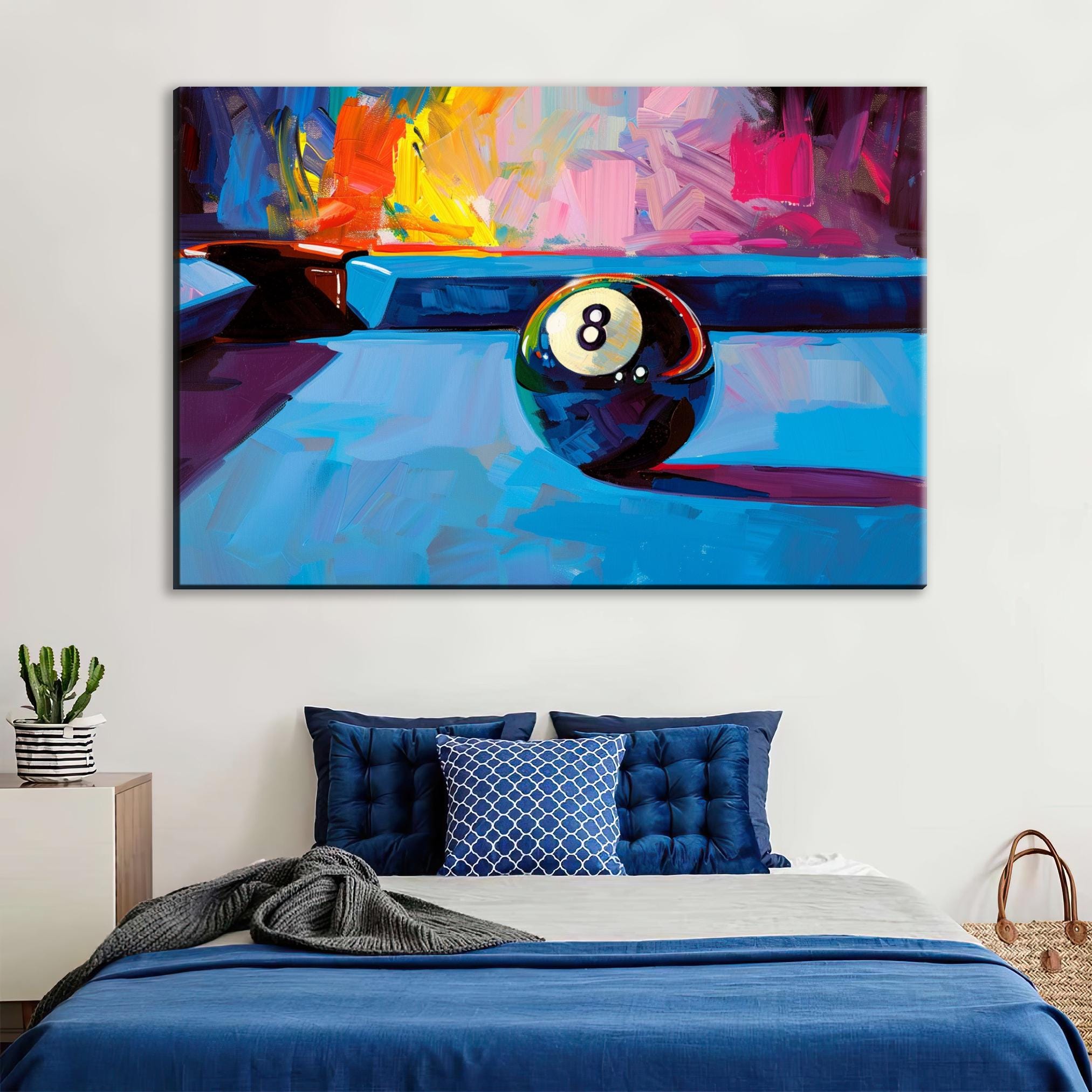 8 Ball Painting – Vintage Pool Art | Gallery Wrapped Canvas | Extra Large Man Cave Wall Art