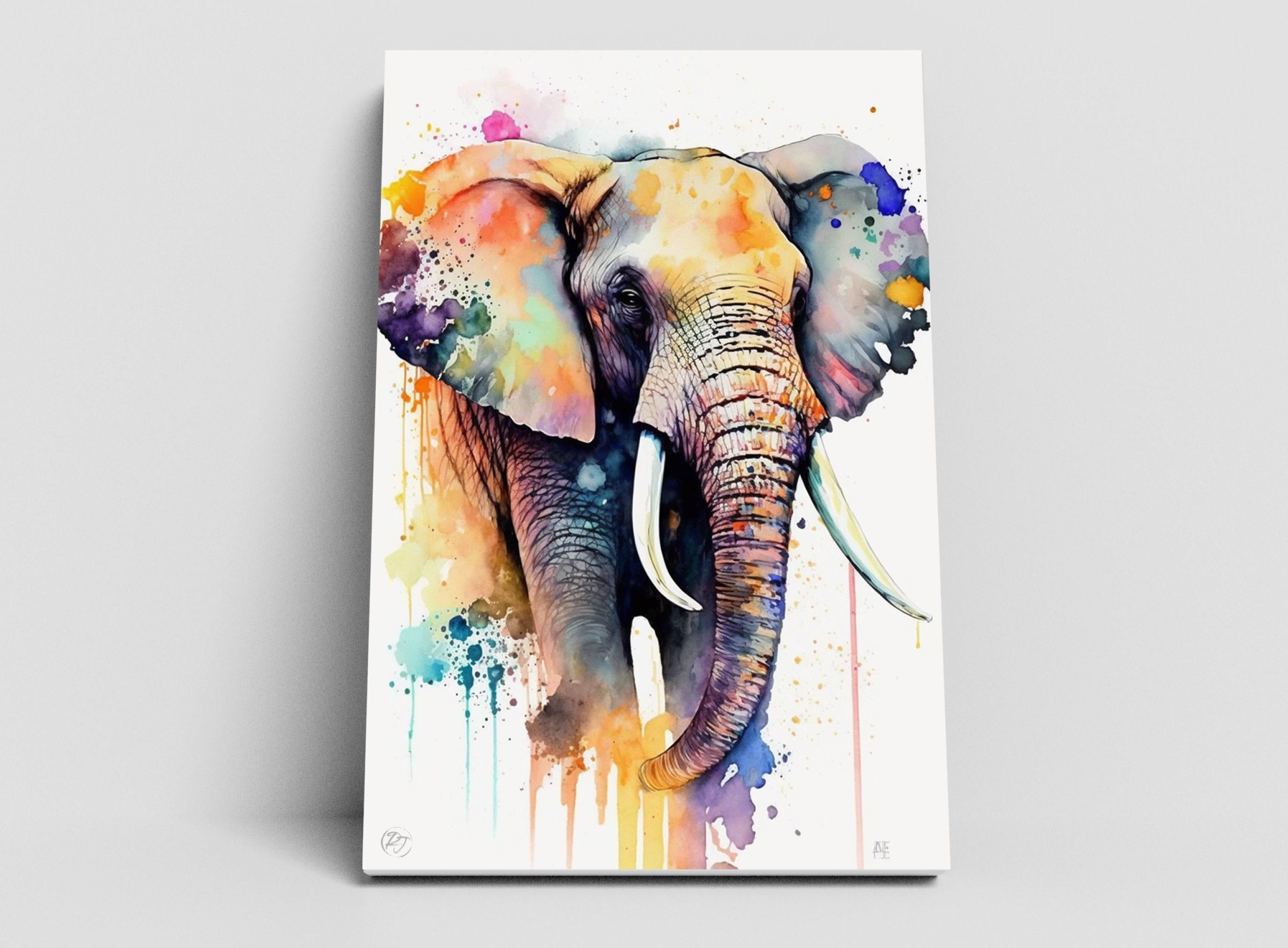 Graceful Elephant Portrait: Watercolor Wall Decor, Giclee Print on Canvas, Artist Paper, Watercolor Paper, Available in Extra Large Sizes