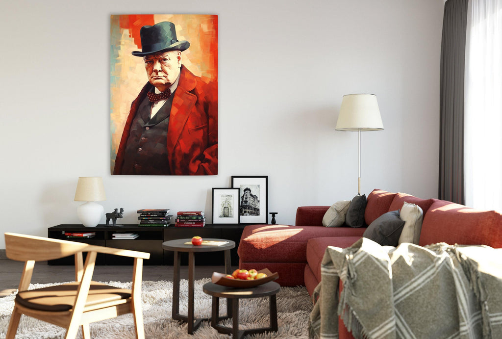 Winston Churchill Art - Extra Large Gallery Wrapped Canvas With Wooden Frame