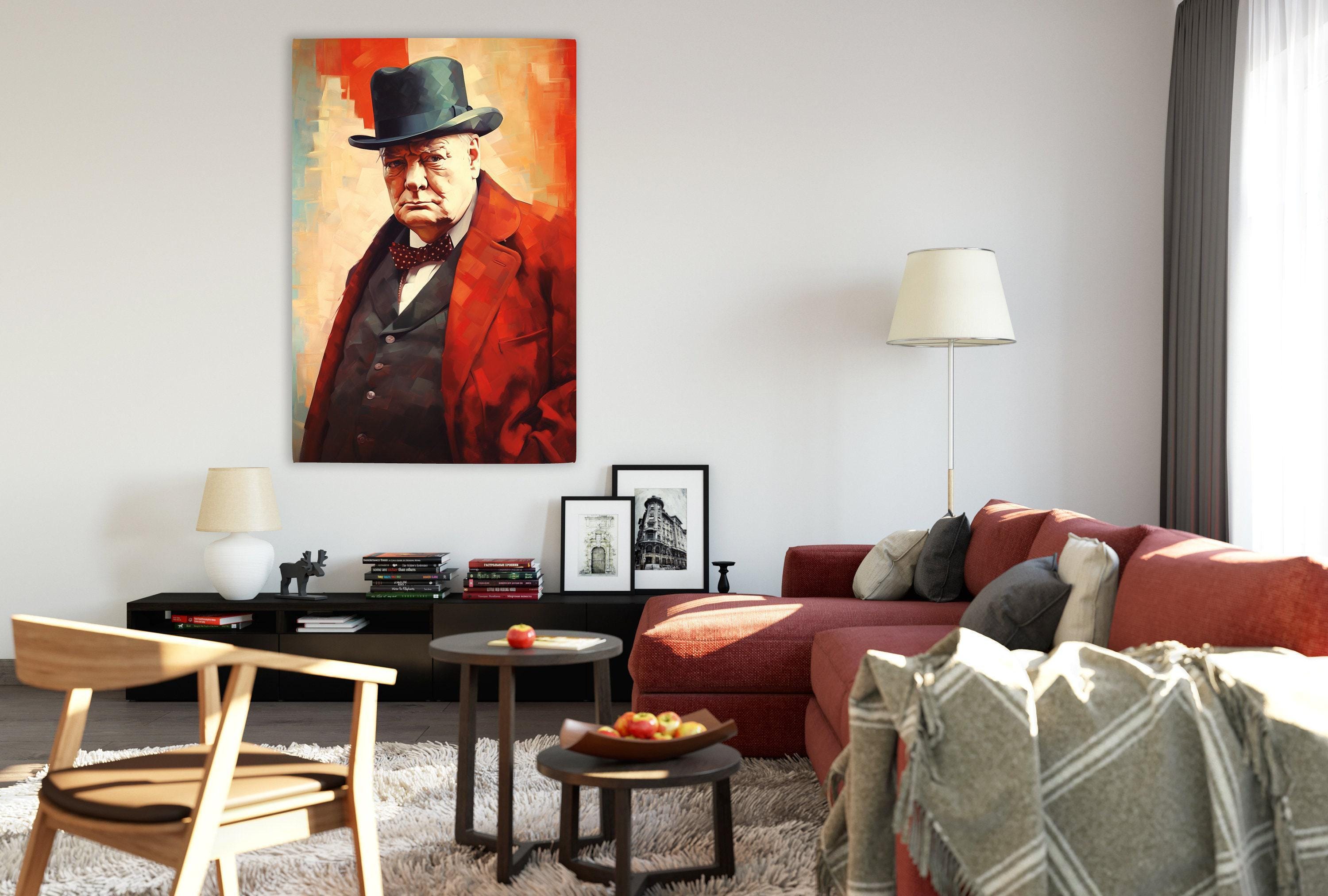 Winston Churchill Art - Extra Large Gallery Wrapped Canvas With Wooden Frame