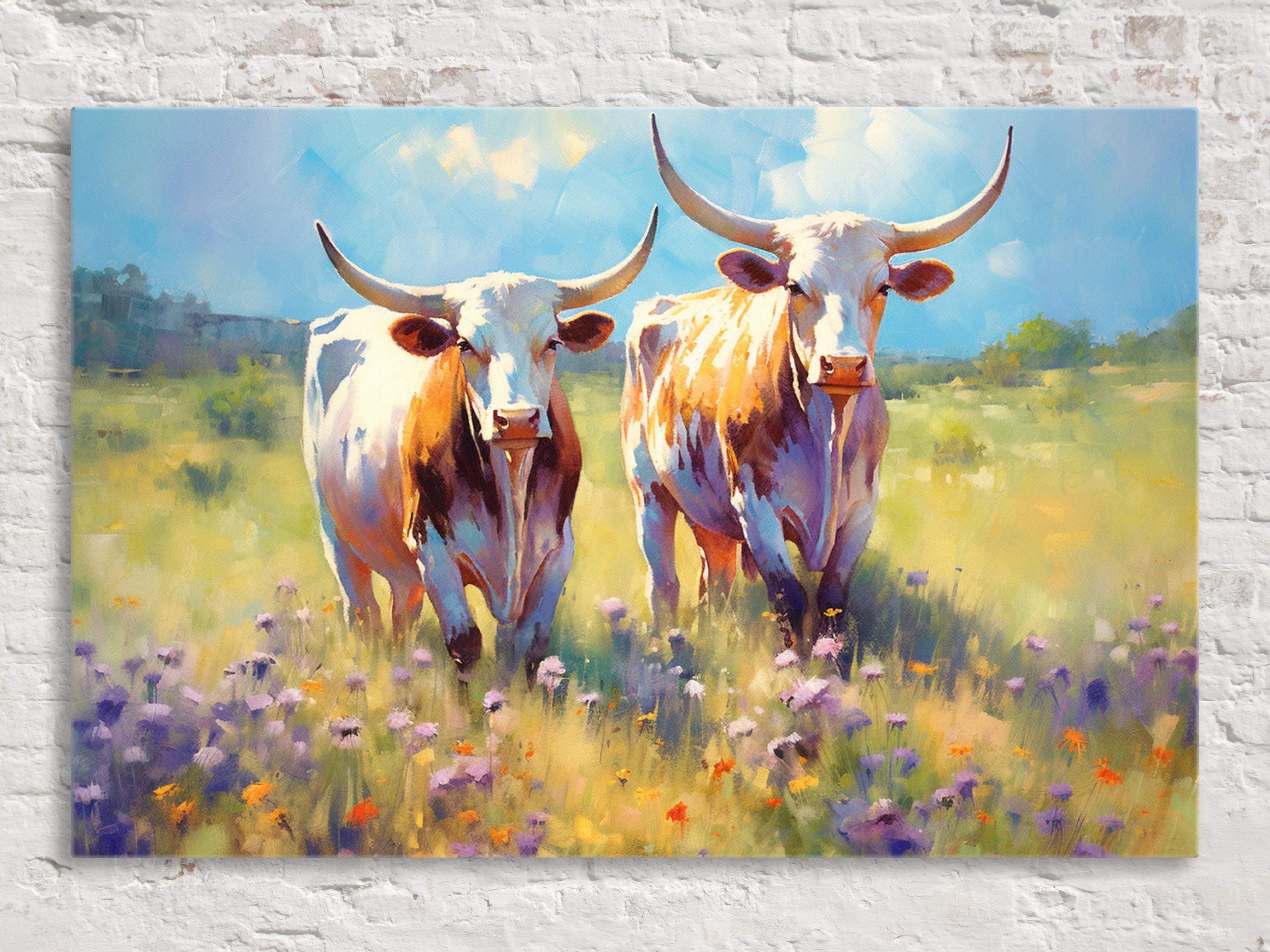 Texas Longhorn Canvas - Large Western Wall Art | Rustic Texas Pride Canvas