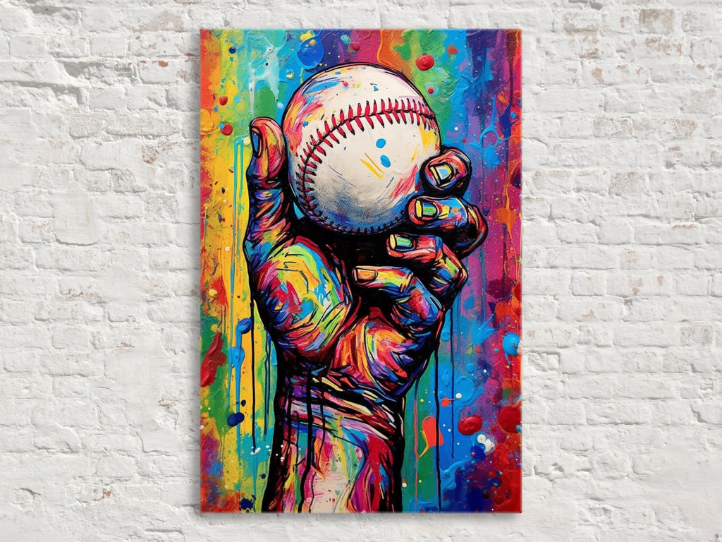 Baseball Canvas Art - Hand Holding Baseball Print | Classic Sports Wall Decor