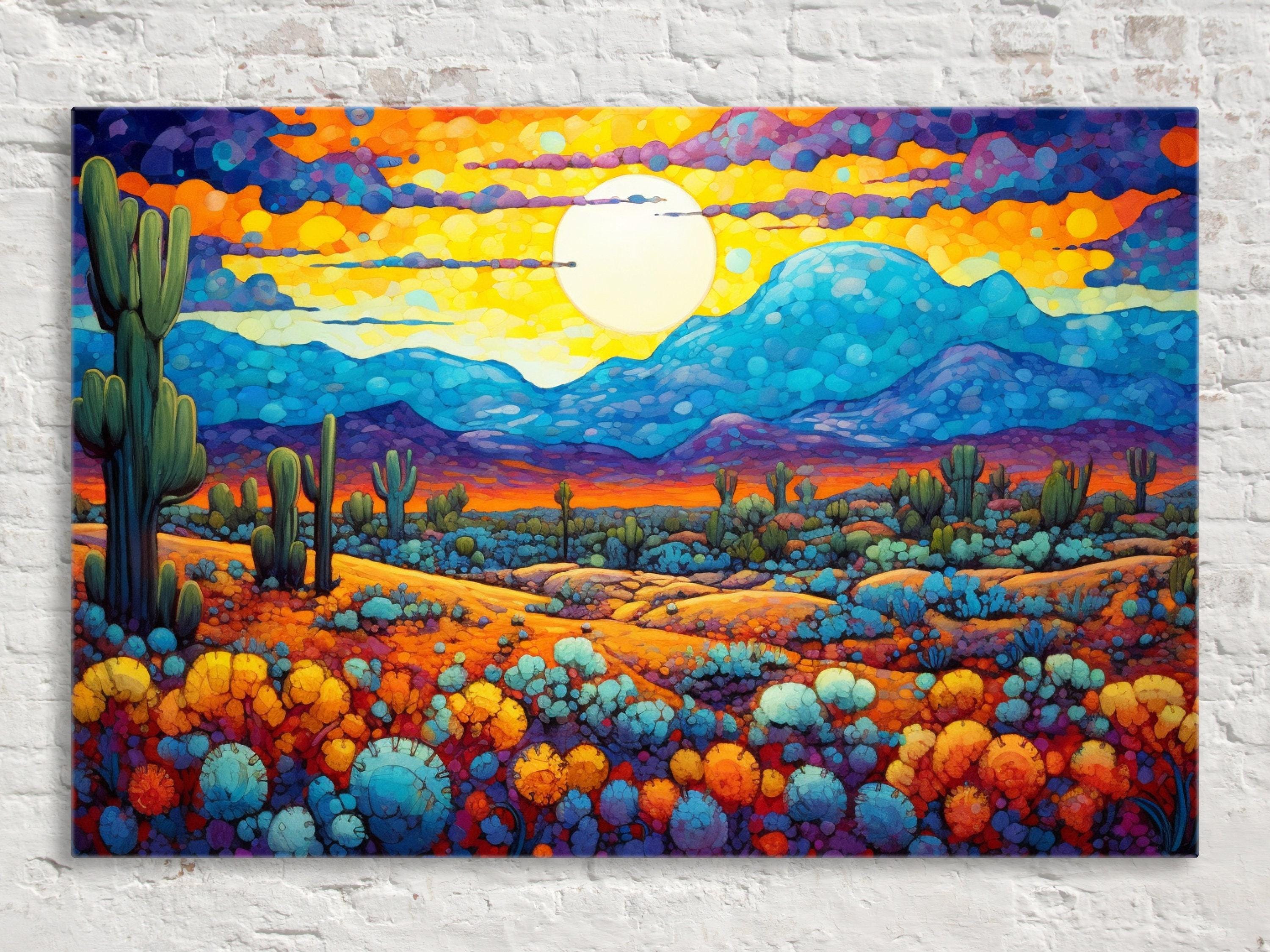 Southwest Desert Art - Vibrant Desert Landscape Painting on Large Canvas Wall Art