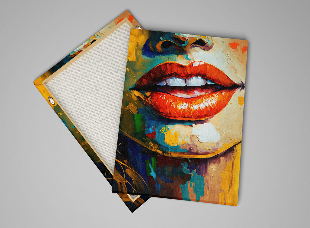 Red Lips Canvas – Seductive Wall Art | Feminine Mystique Decor | Large Pop Art Print