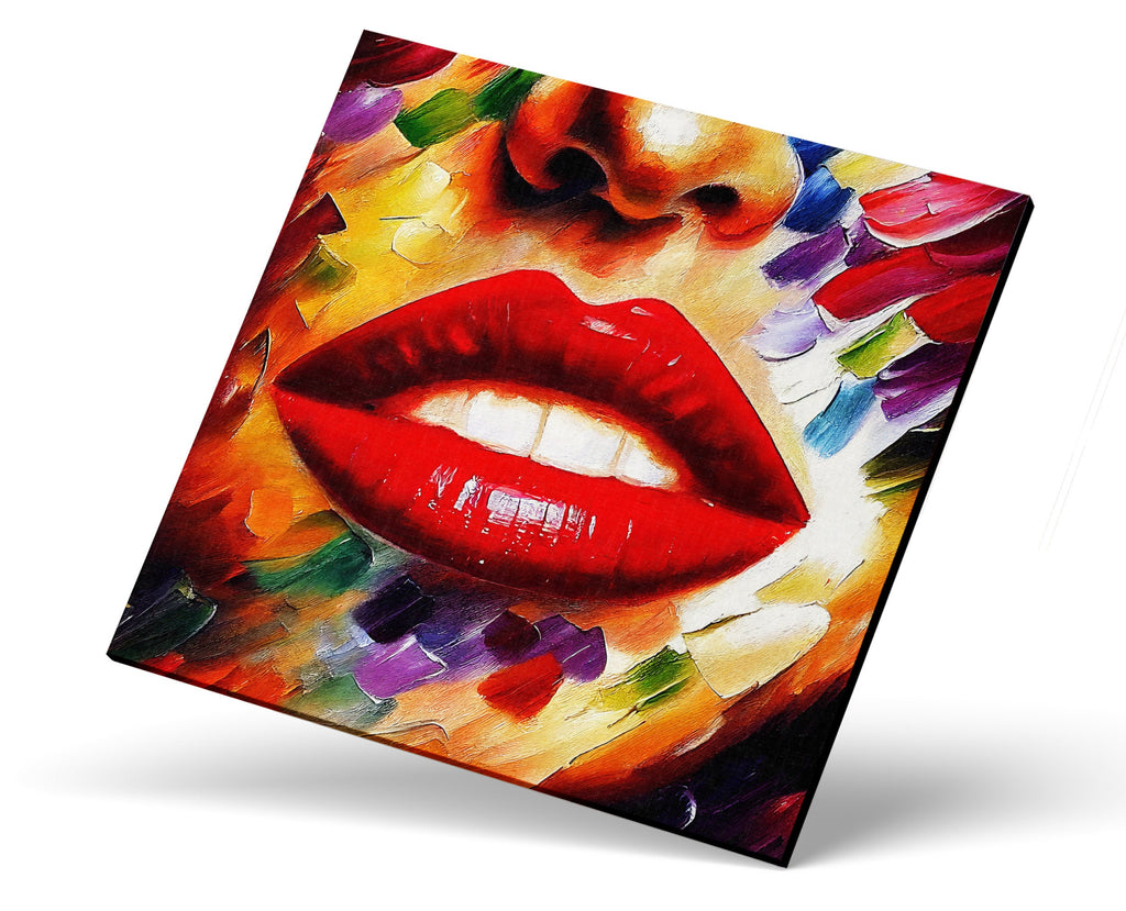 Red Lips Canvas Print - Vibrant Wall Decor With Colorful Lips Art Reproduction