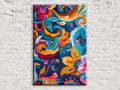 Boho Flower Painting - Colorful Wall Art on Extra Large Gallery Wrapped Canvas