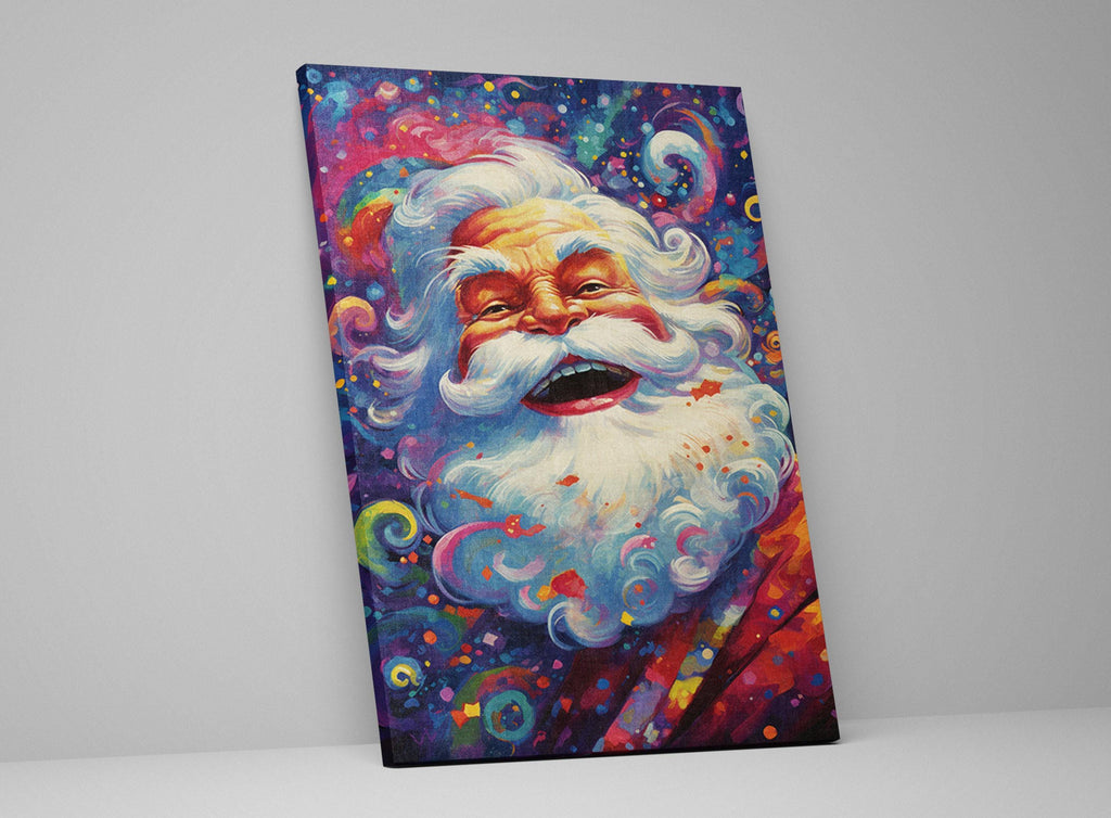 Santa Claus Canvas Art – Playful Christmas Wall Art, Giclee Print on Gallery Wrapped Canvas