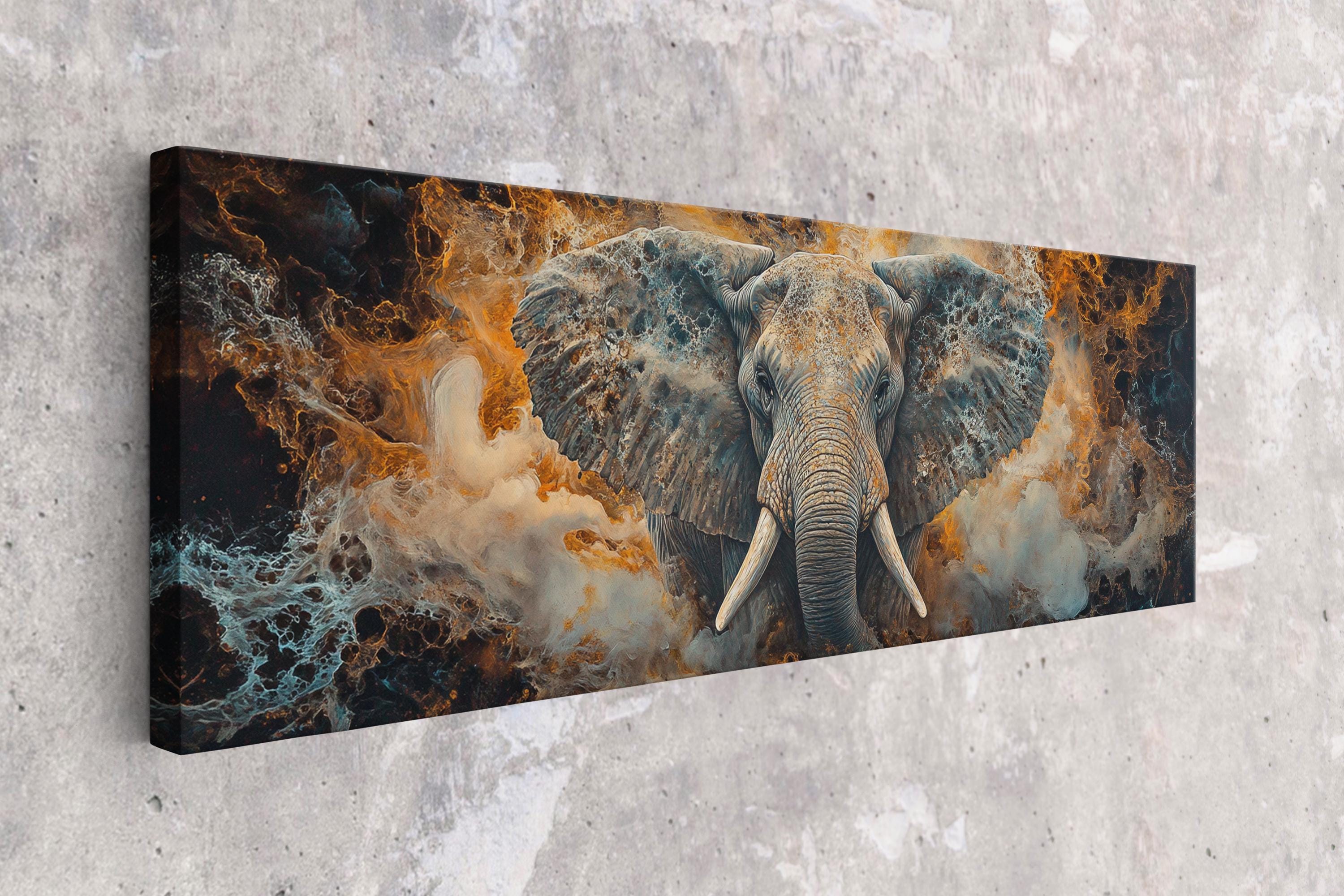 a picture of an elephant on a wall
