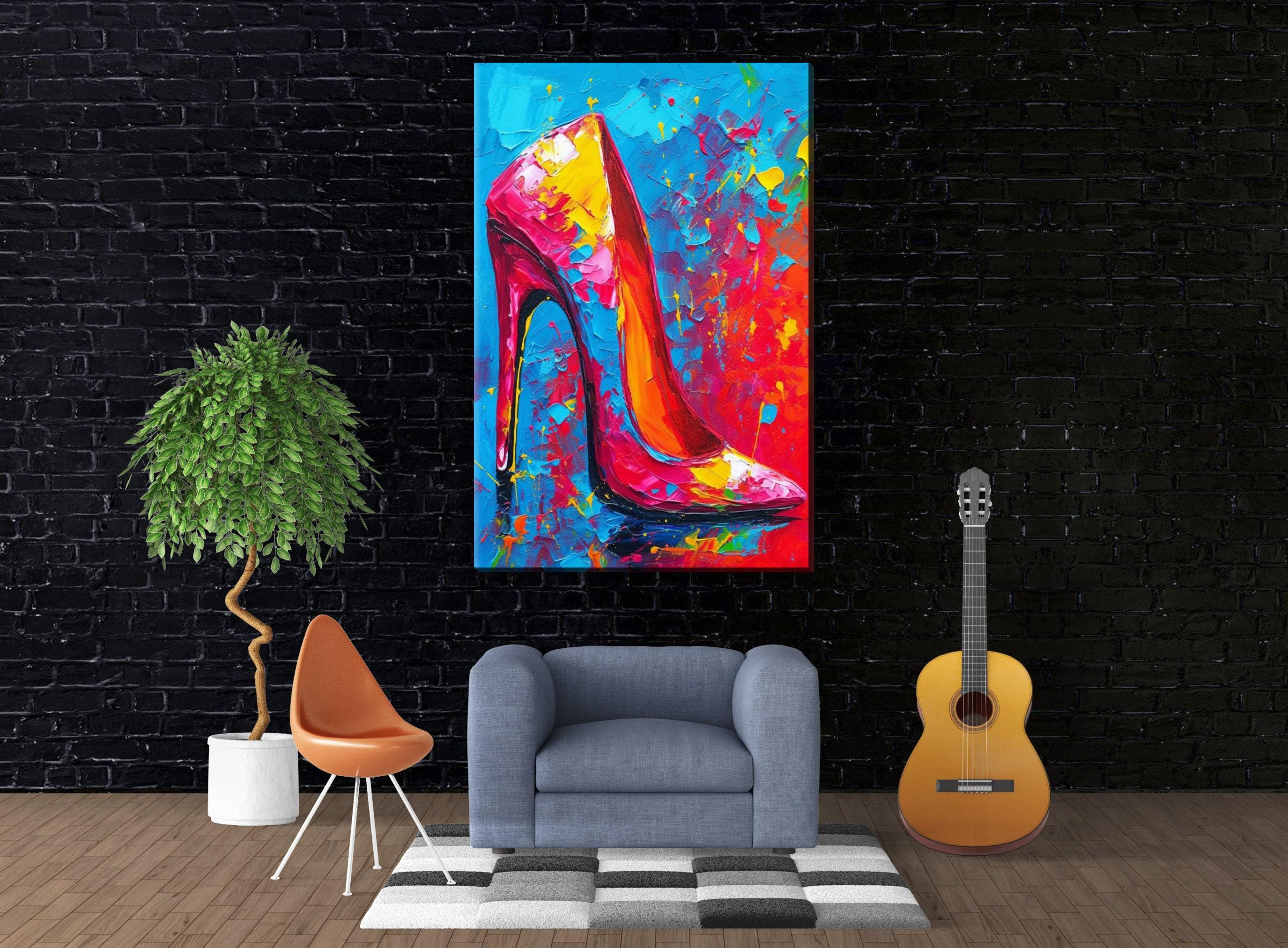 High Heels Canvas Art – Colorful Pop Art Print on Large Gallery Ready Canvas